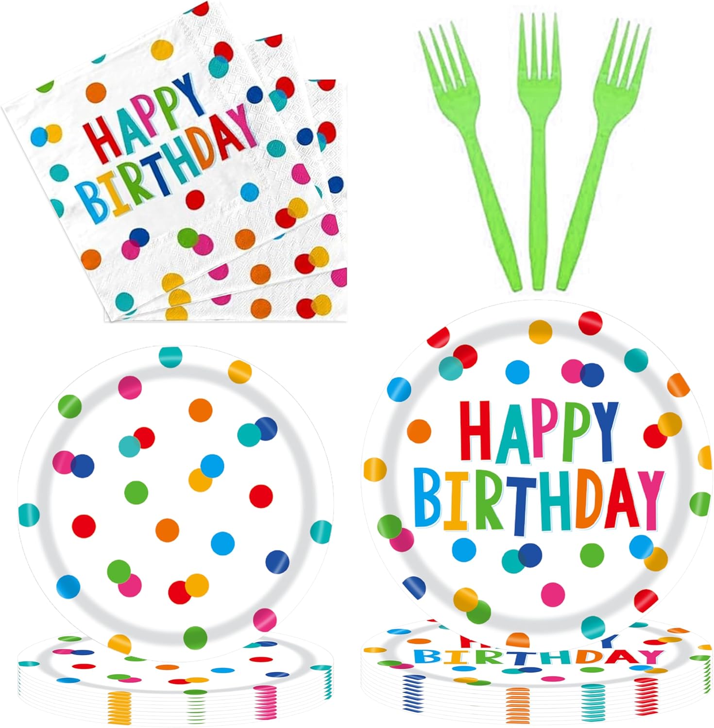 Birthday Party Supplies Set with Polka Dot Design