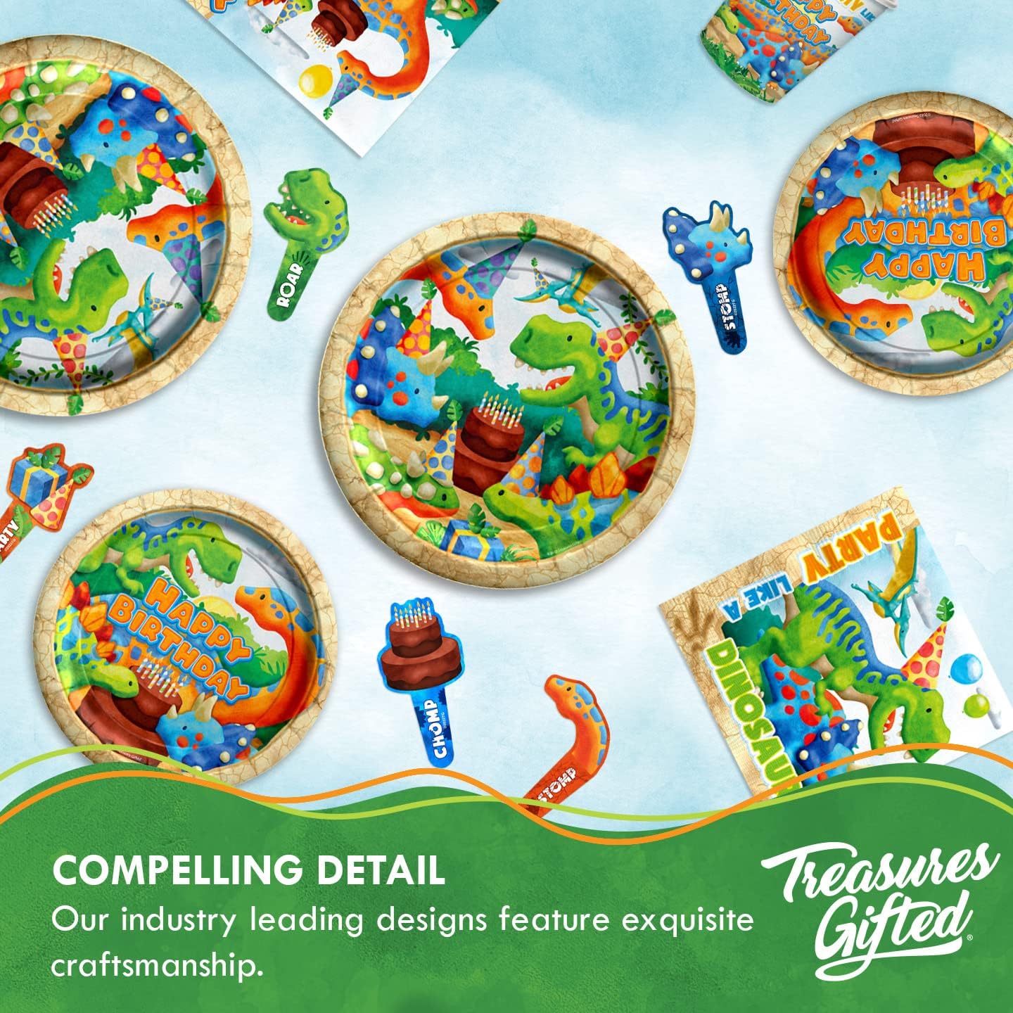 Treasures Gifted Dinosaur Party Decorations Set for 24 Guests