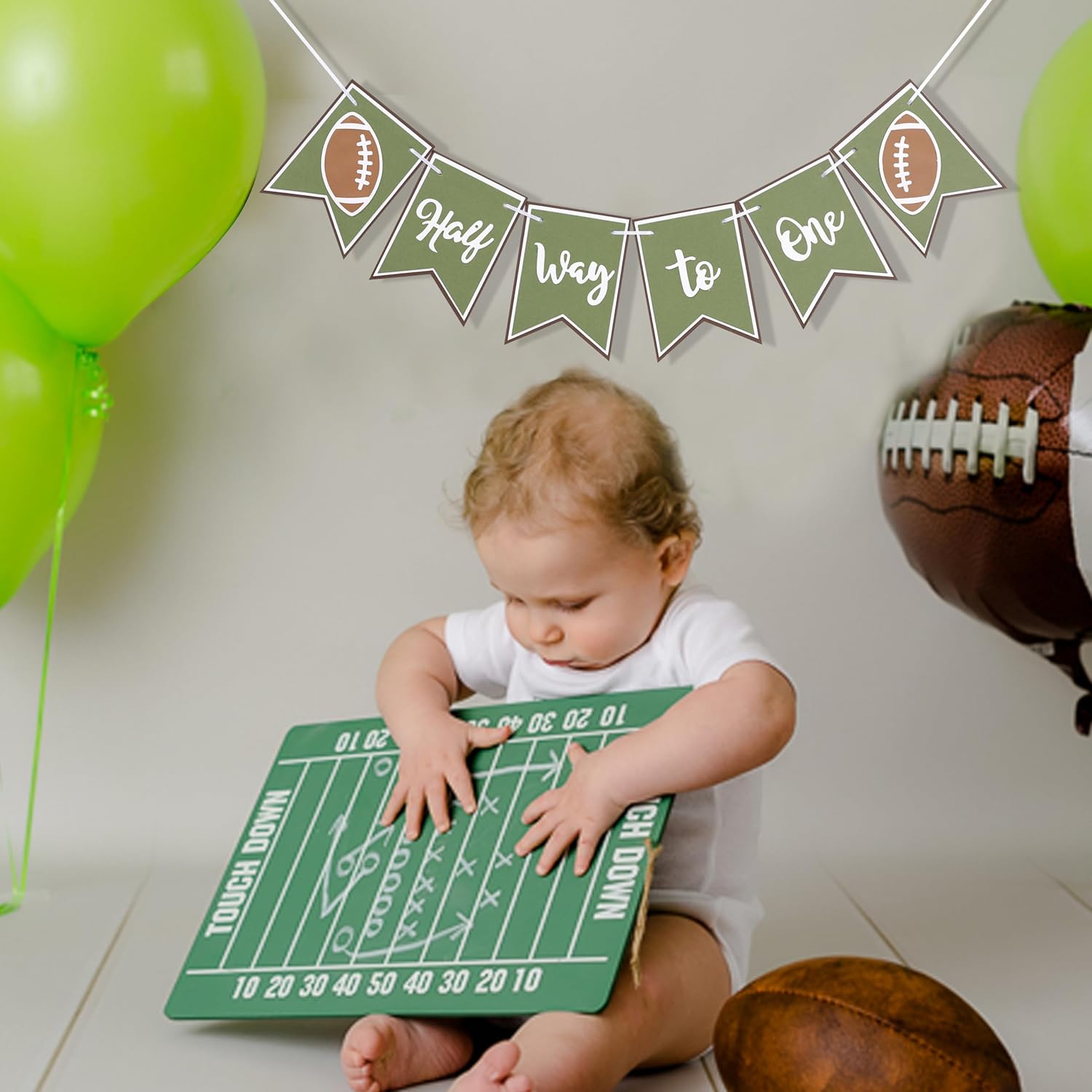 Football Half Birthday Banner for Boys 6 Months Celebration