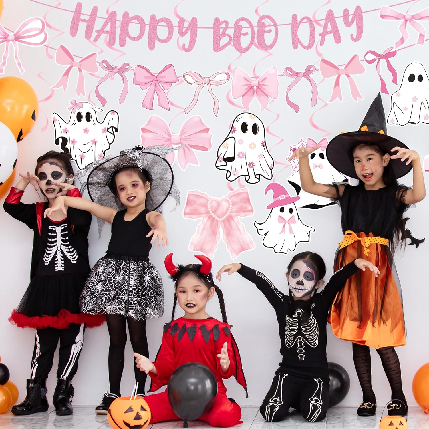Pink Halloween Party Decorations 12Pcs Happy Boo Day Decor