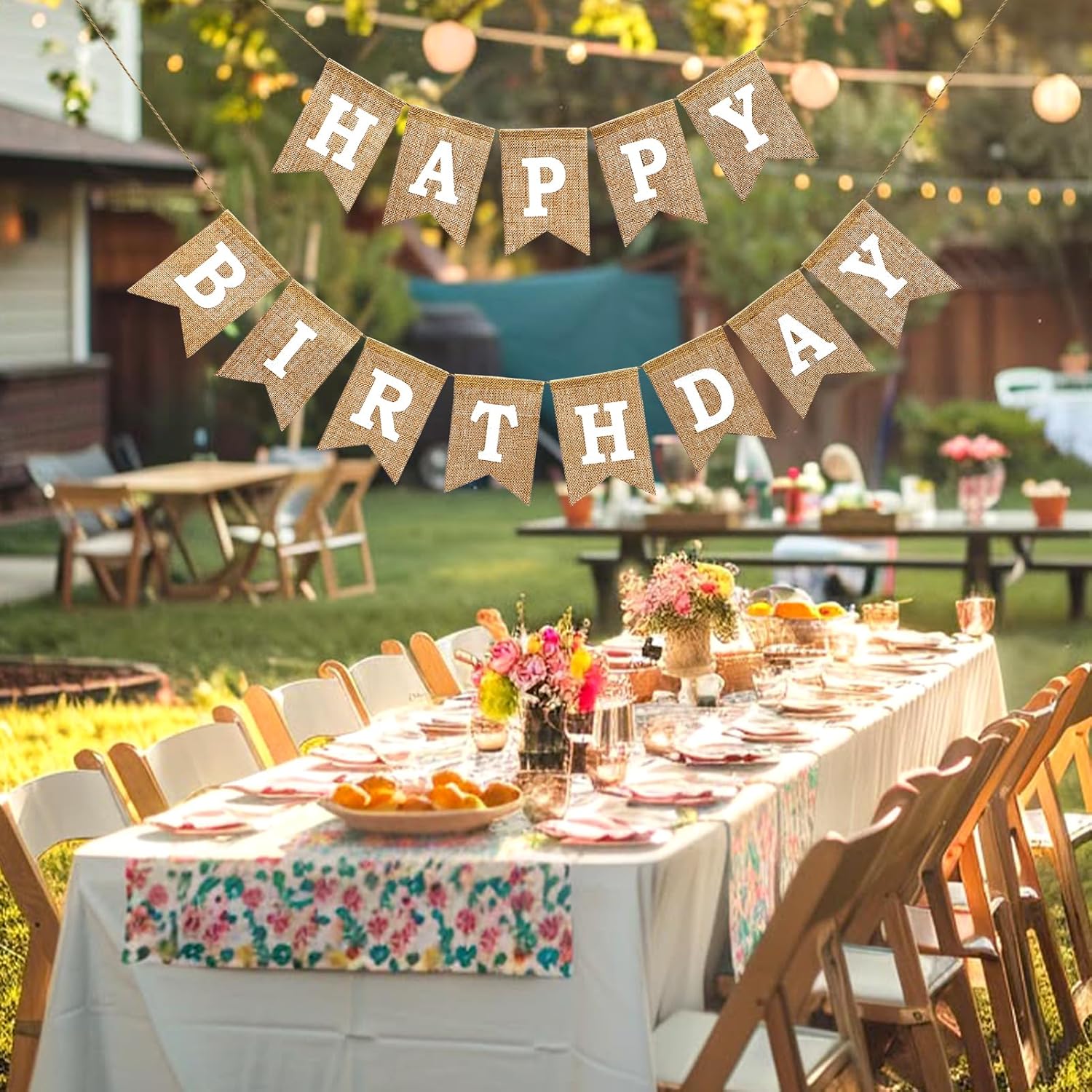 Happy Birthday Banner Pre Strung Burlap 9ft Birthday Decorations
