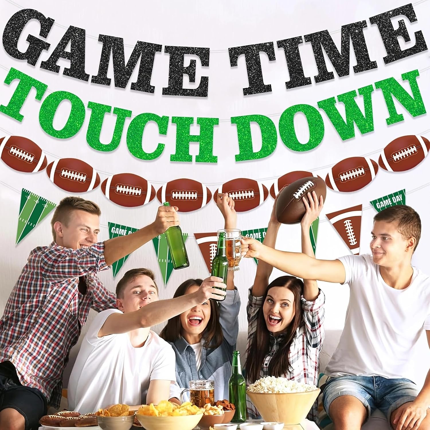 Pre-Strung Football Banner - Touchdown Party Decor