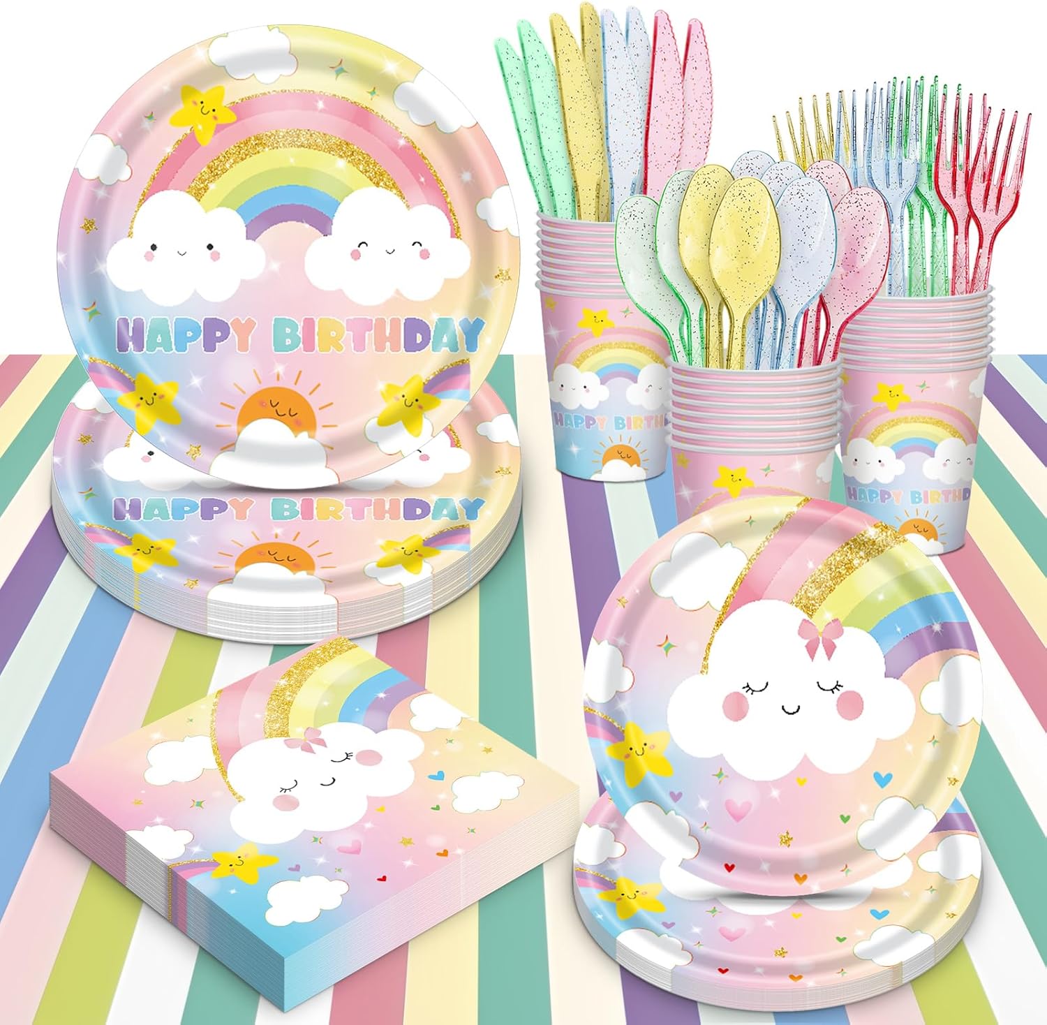 169 PCS Rainbow Party Decorations for 24 Guests