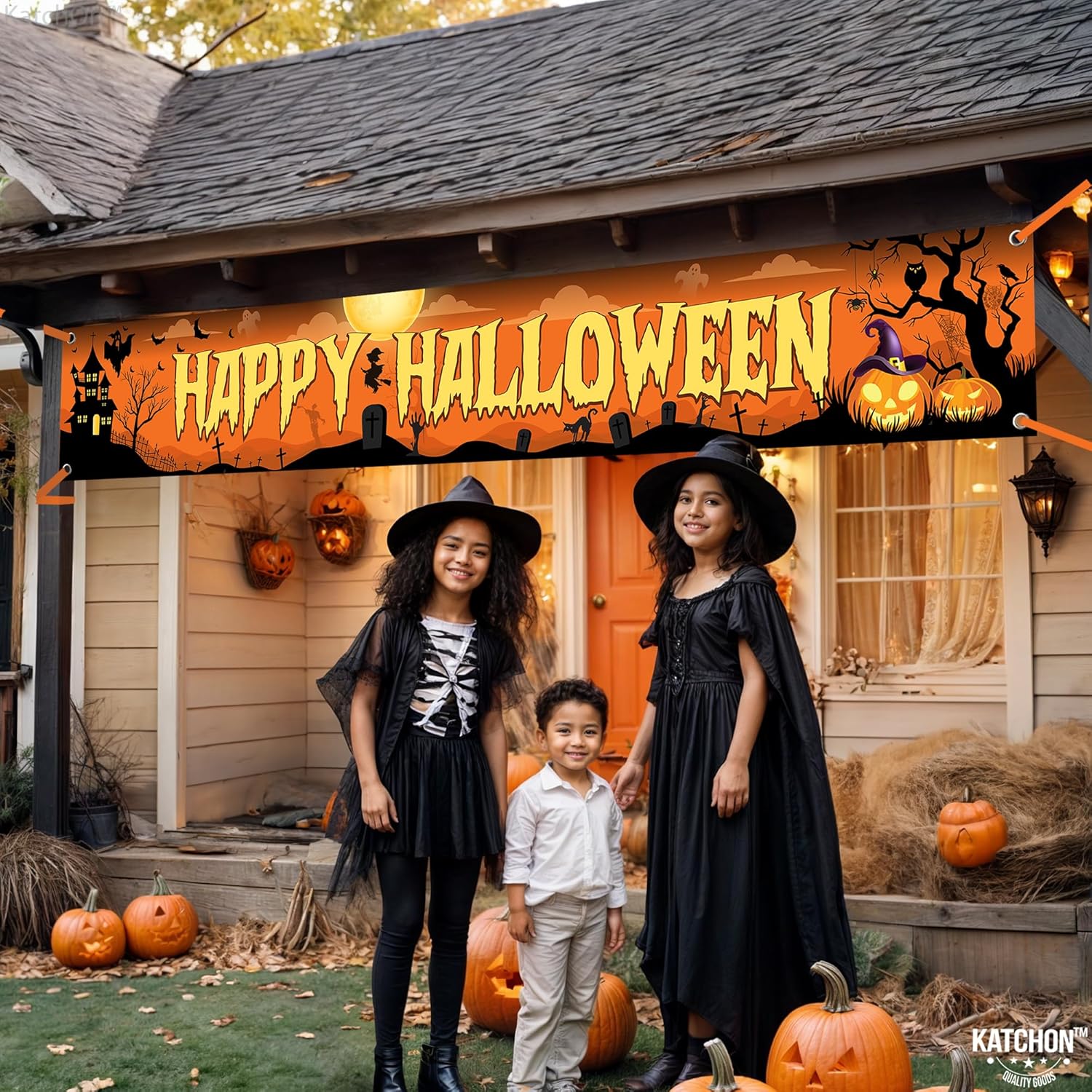 Katchon Happy Halloween Banners 120x20 Inch Outdoor