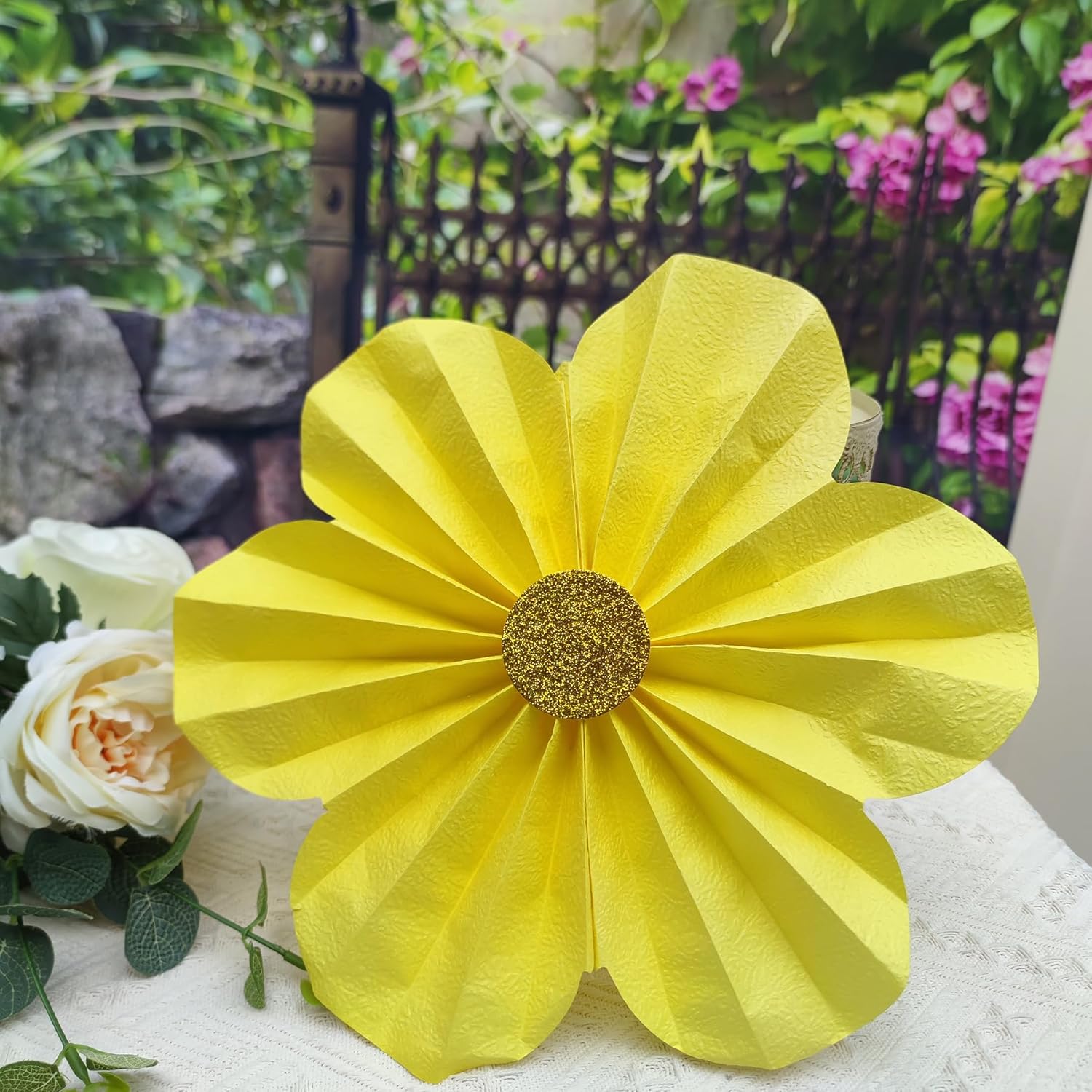 Mybbshower 12 Inch Paper Flower Fan Decorations Pack of 6