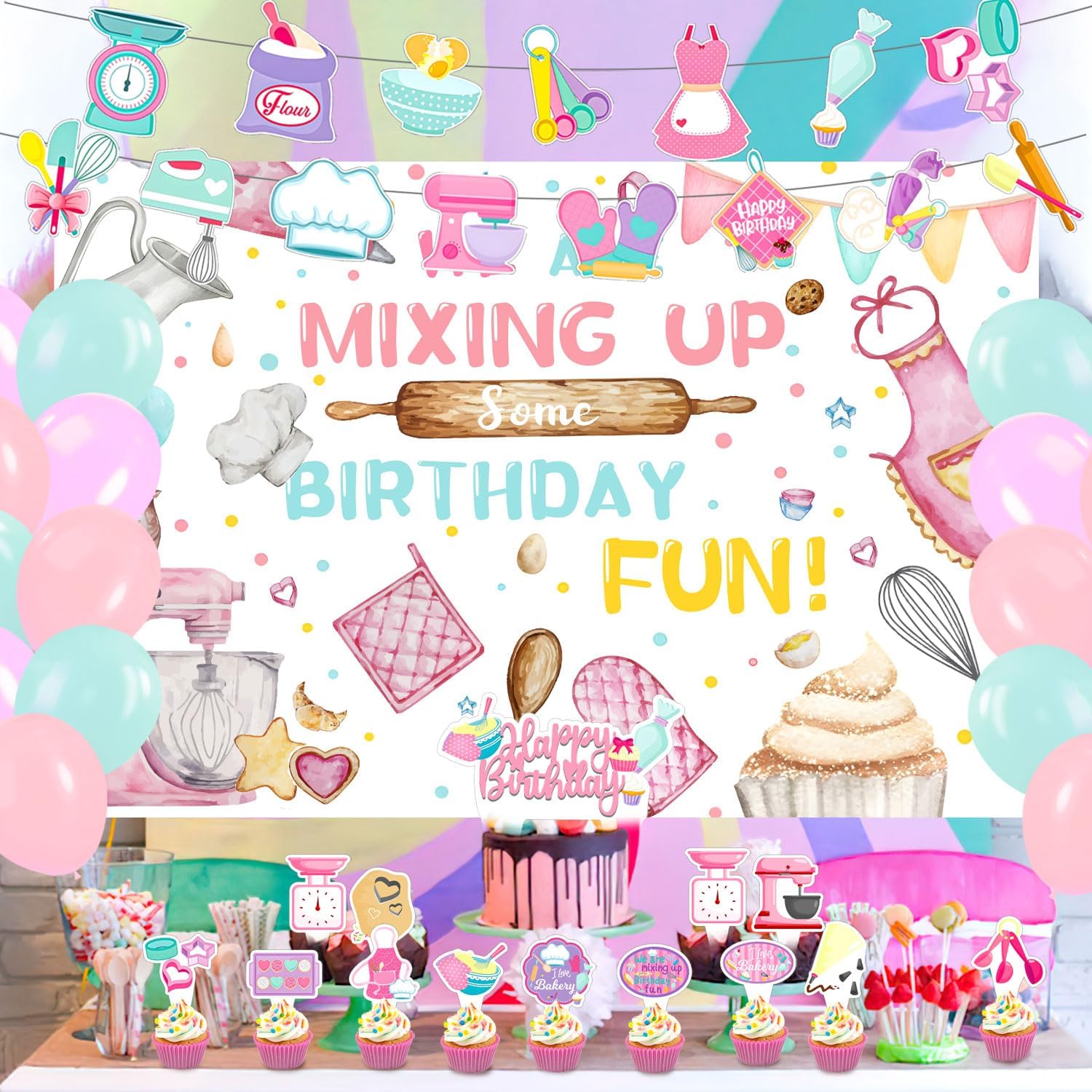 59 Pcs Baking Birthday Party Supplies Set