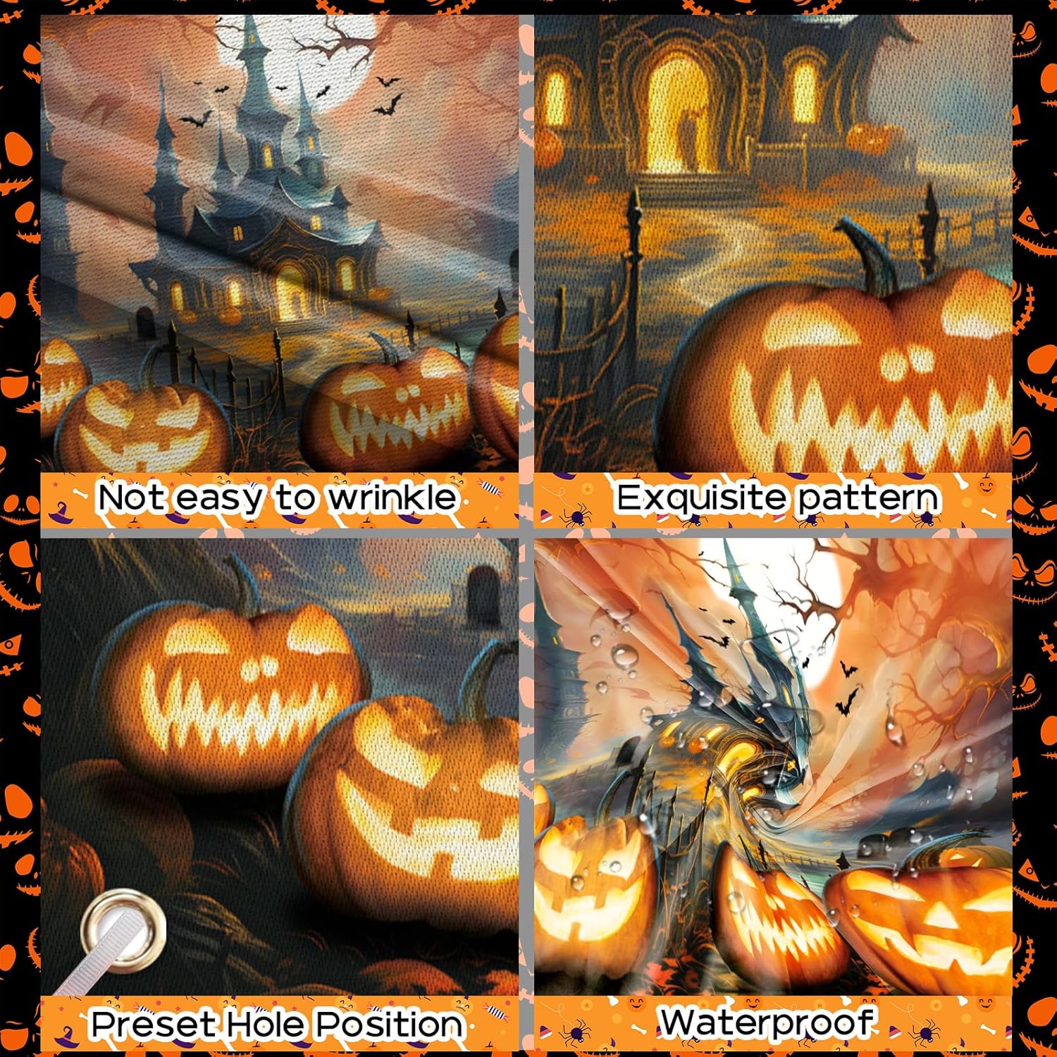 Halloween Banner Decoration with Castle and Pumpkins