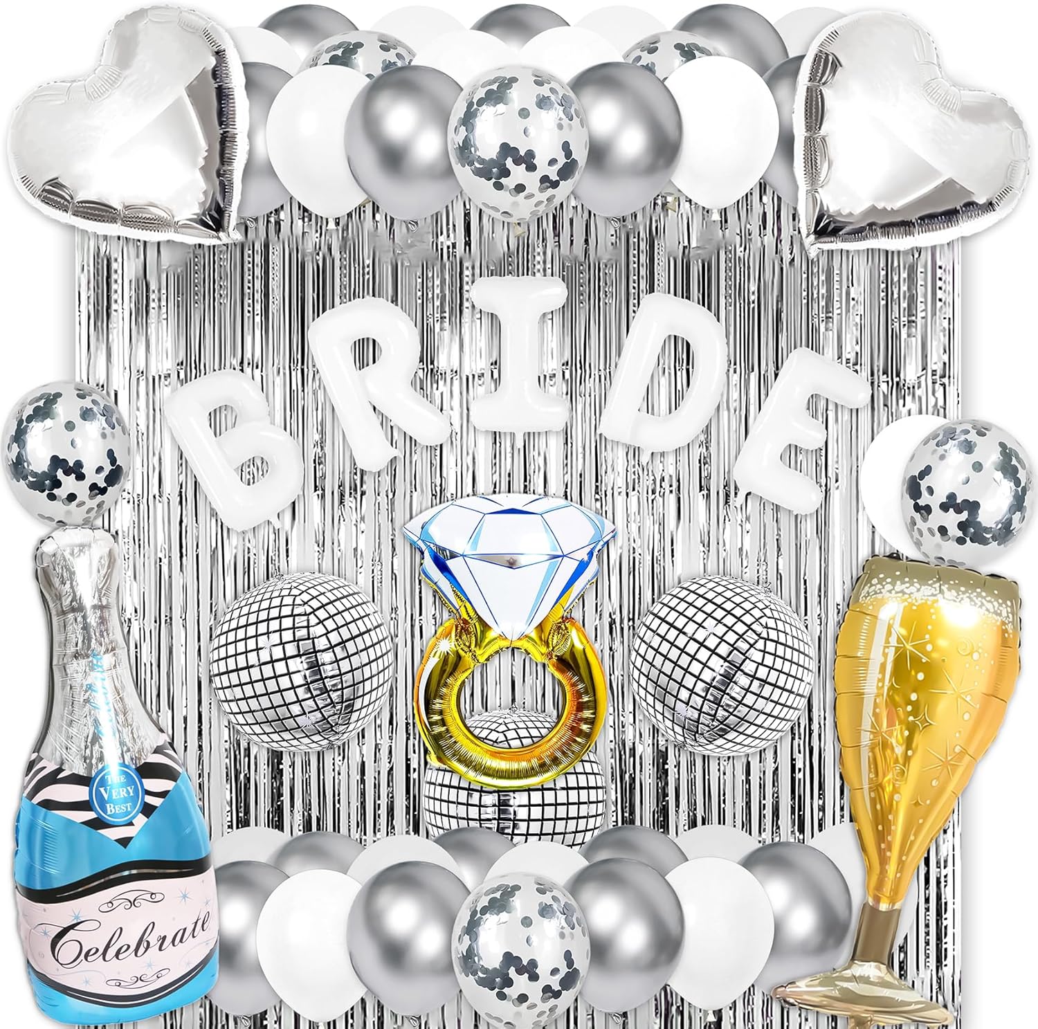 Bachelorette Party Decor Kit with Balloons and Foil Curtains