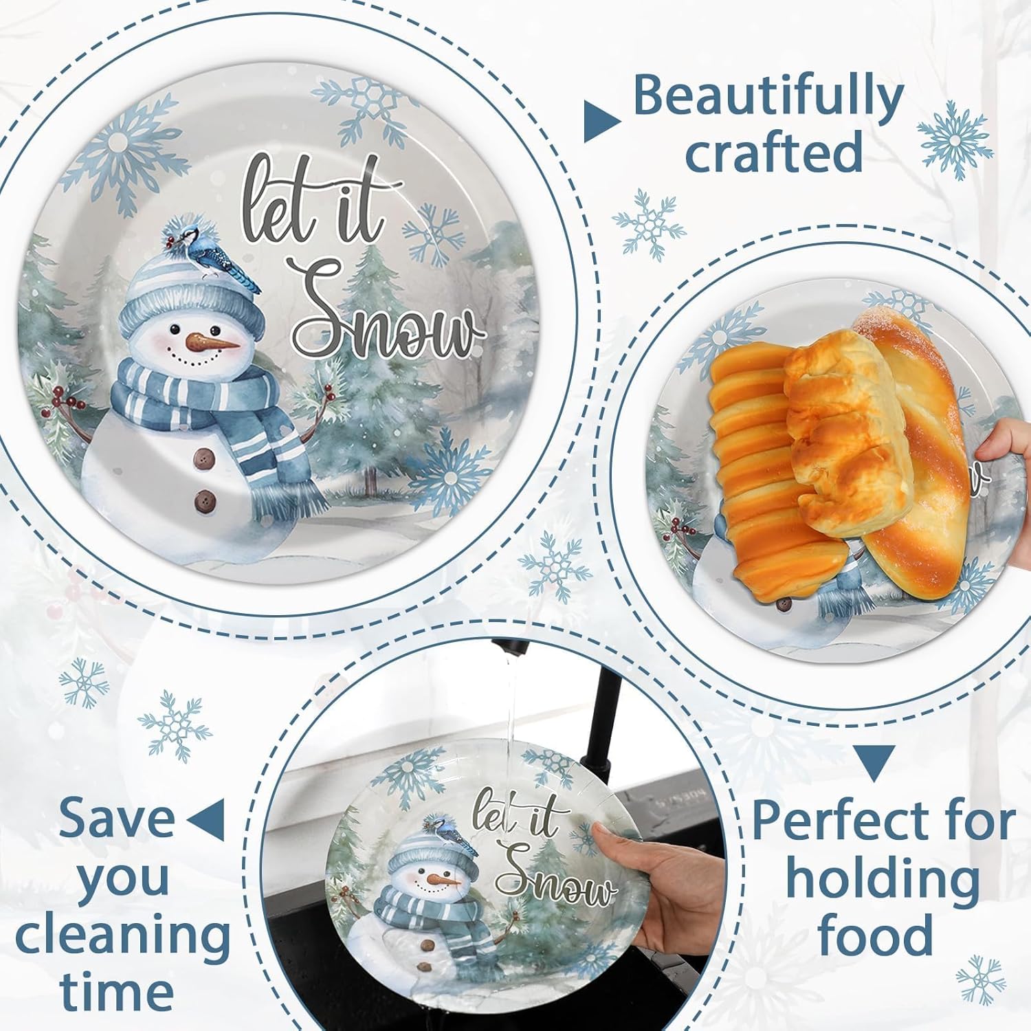 96pcs Christmas Party Plates and Napkins Set