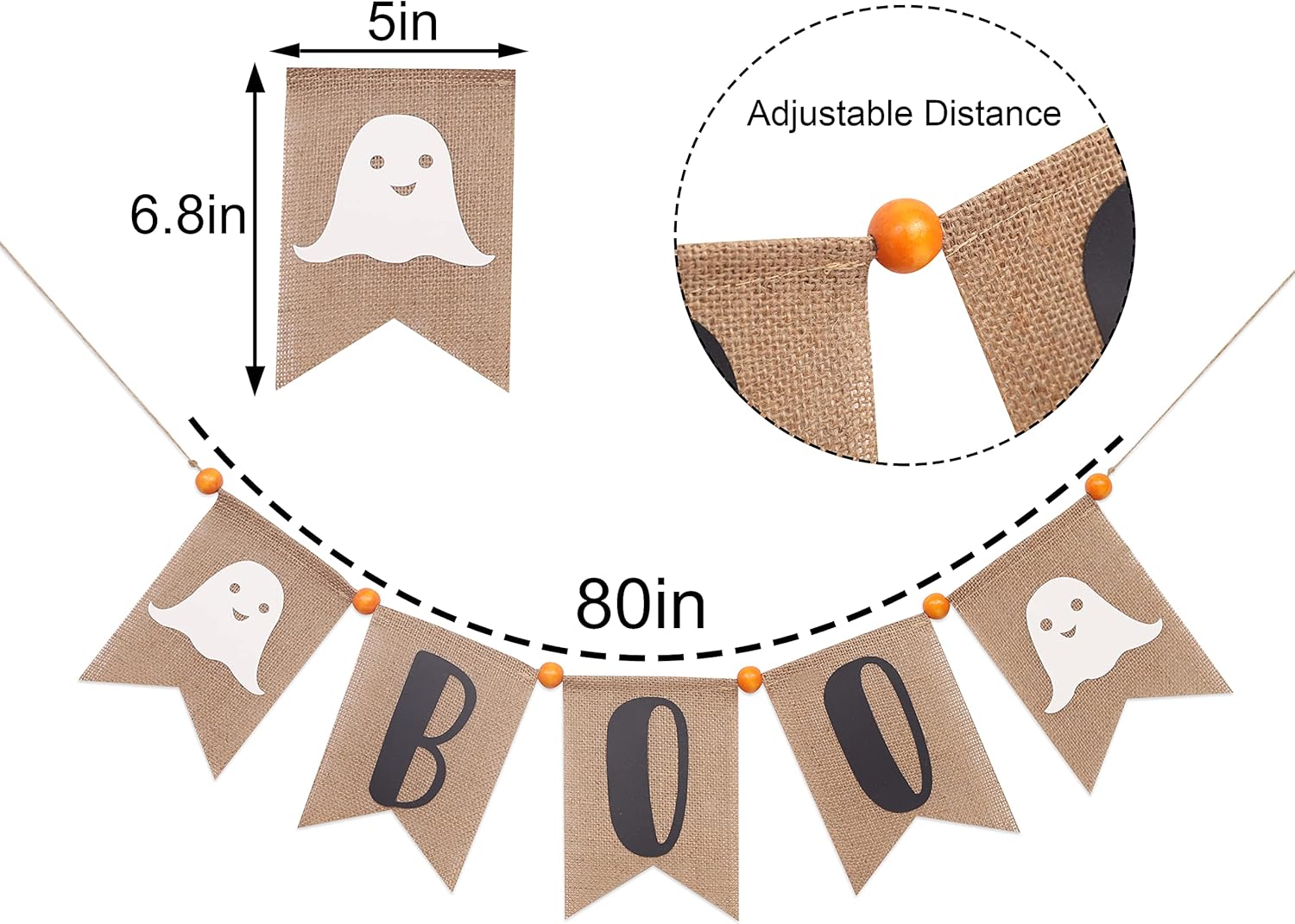 Boo Burlap Halloween Banner with Ghost and Fireplace Garland