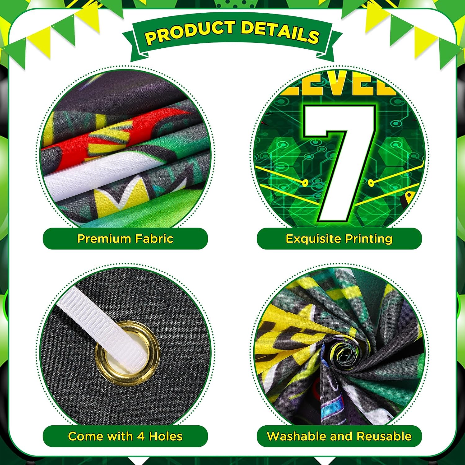 Level Up 7th Birthday Banner and Balloons Set