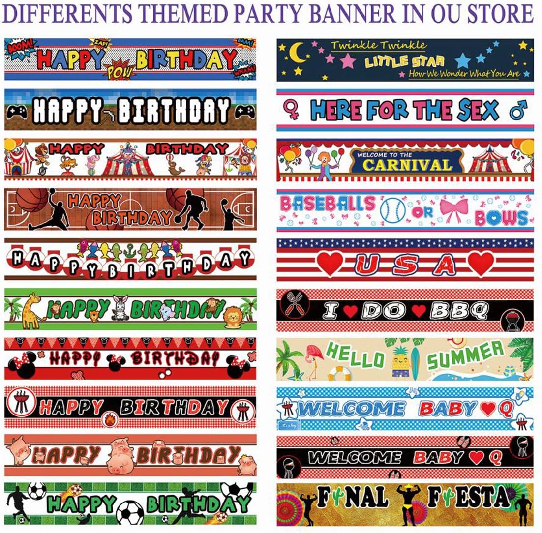 Large Cute Shark Birthday Banner for Kids