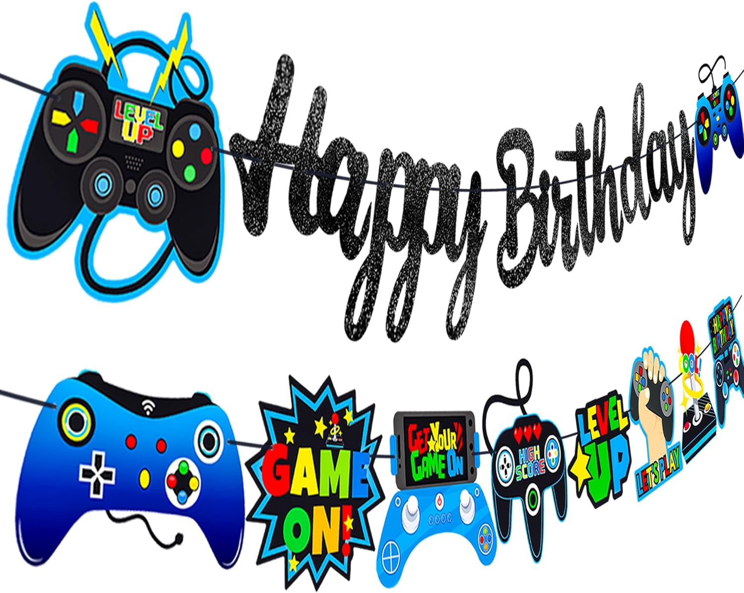 Game Birthday Party Banner 2Pcs Video Game Decorations