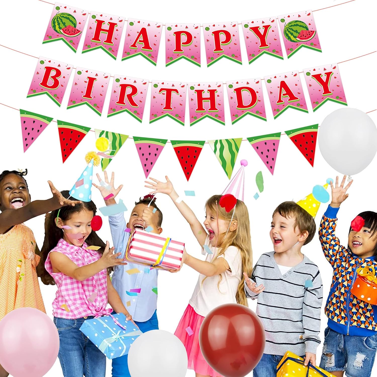 Watermelon Birthday Banner Happy Summer Party Decor