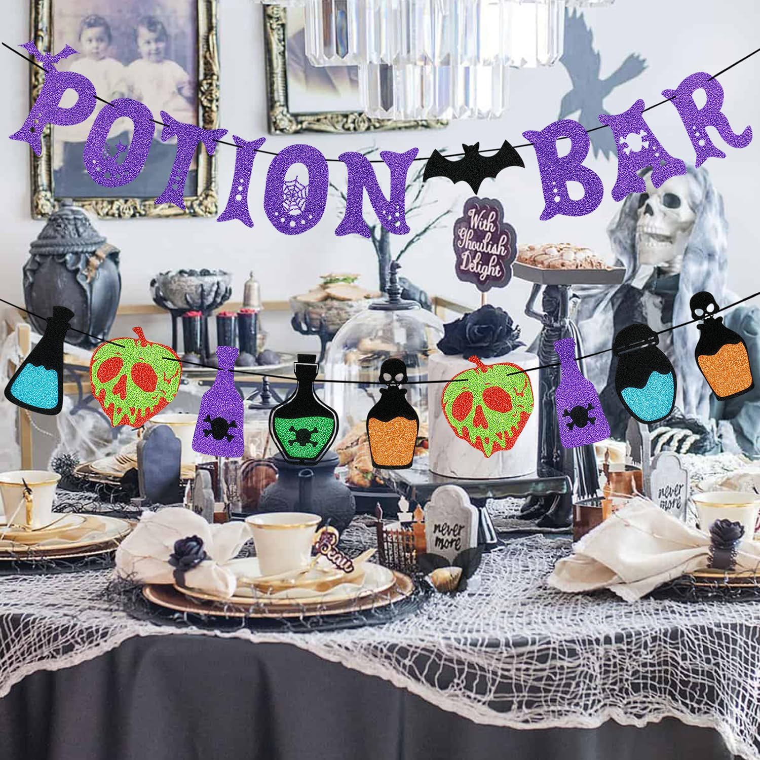 Purple Potion Bar Banner Halloween Decorations