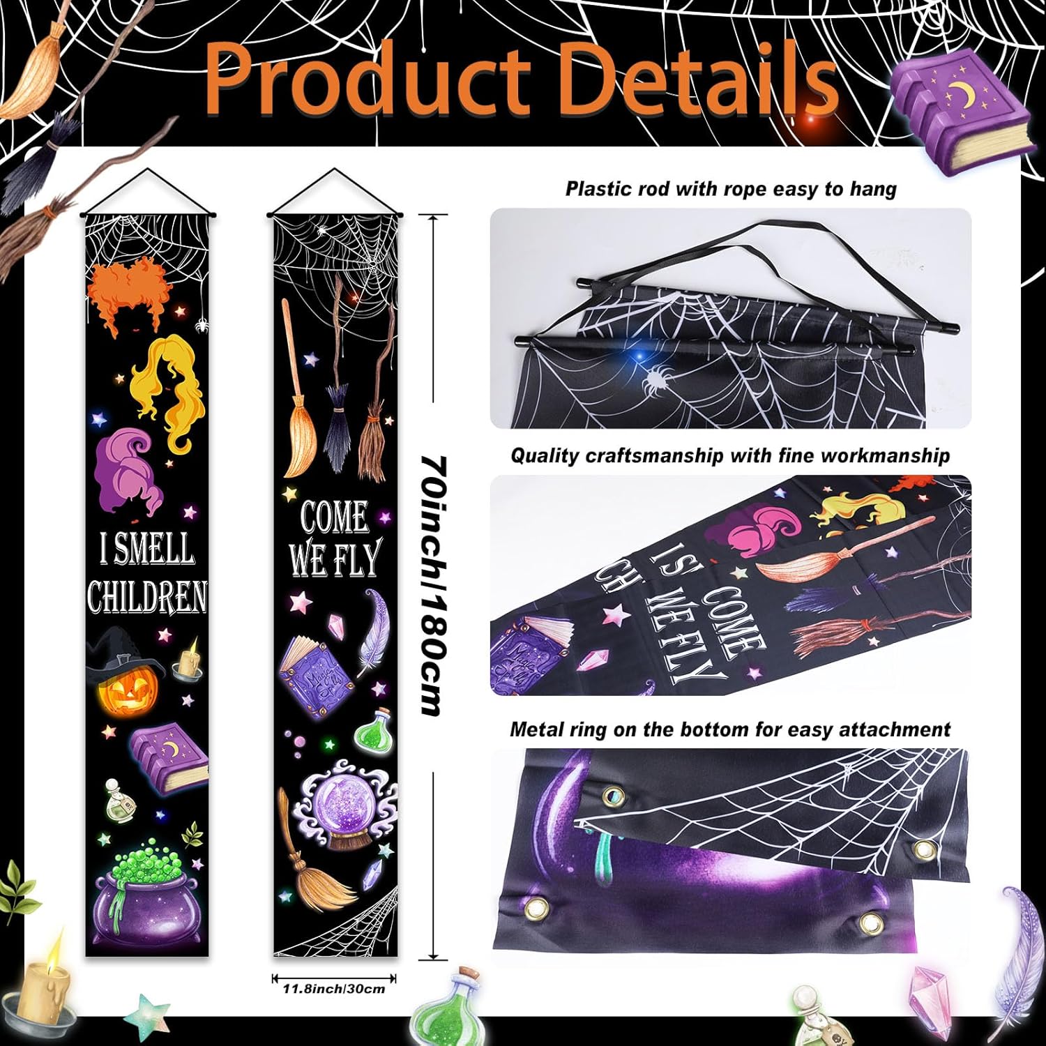 Halloween Porch Banner Signs Outdoor Decorations