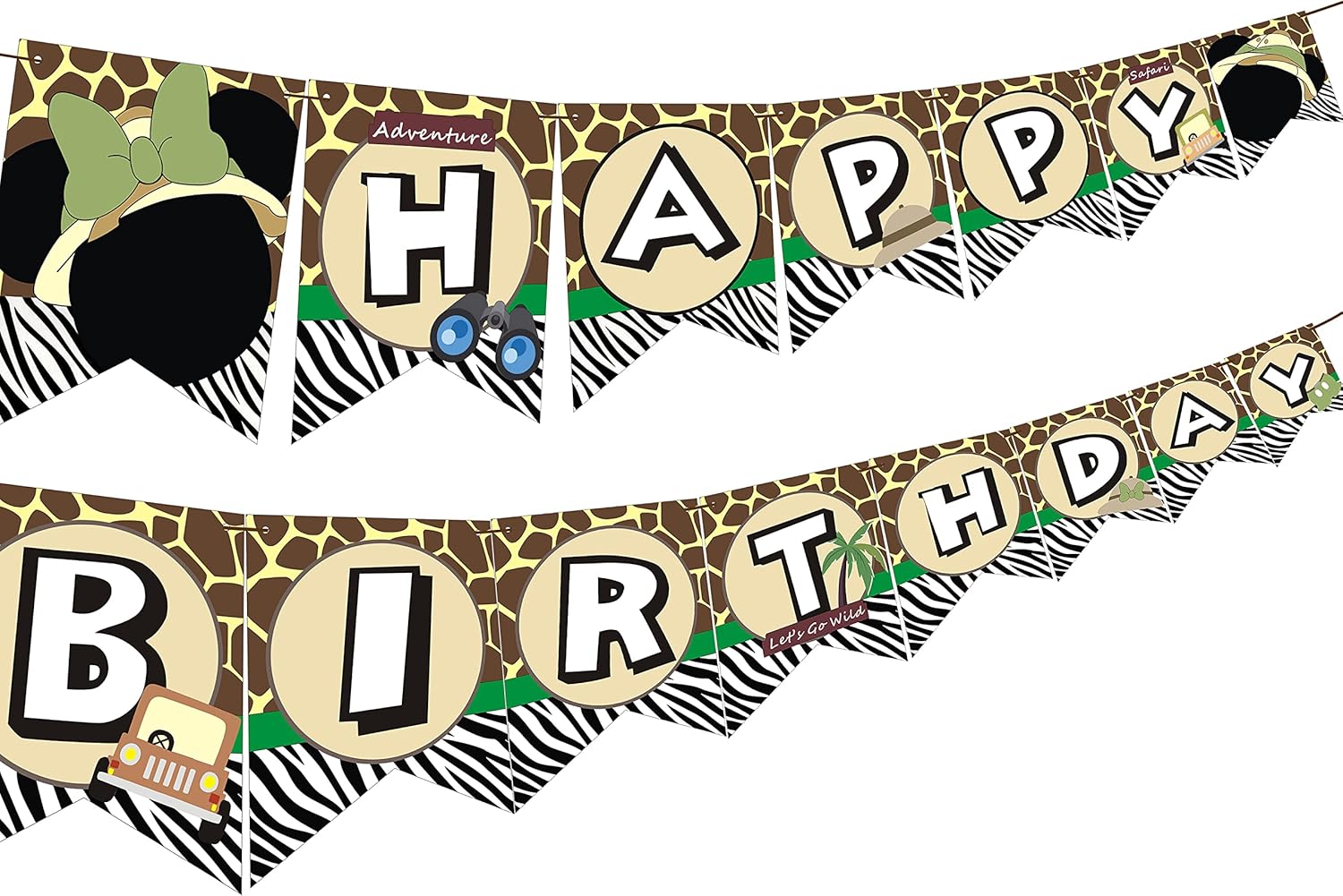 Mouse Safari Birthday Party Banner Set - Pre Strung