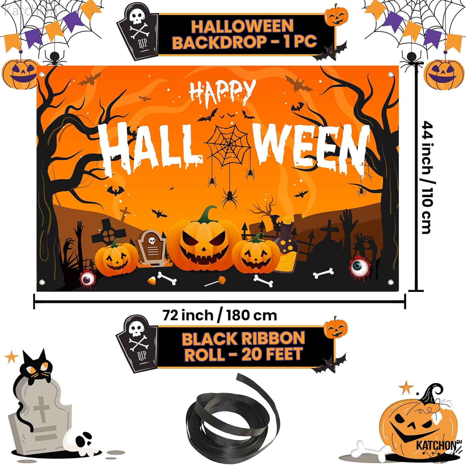 KatchOn Xtra Large Halloween Banner 72x44 Inch