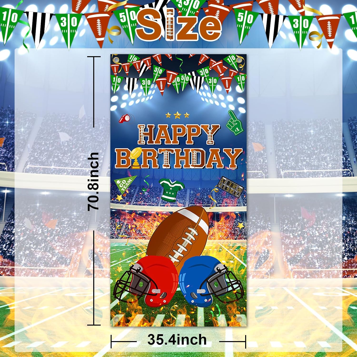 Avezano Football Birthday Banner Blue Decorations