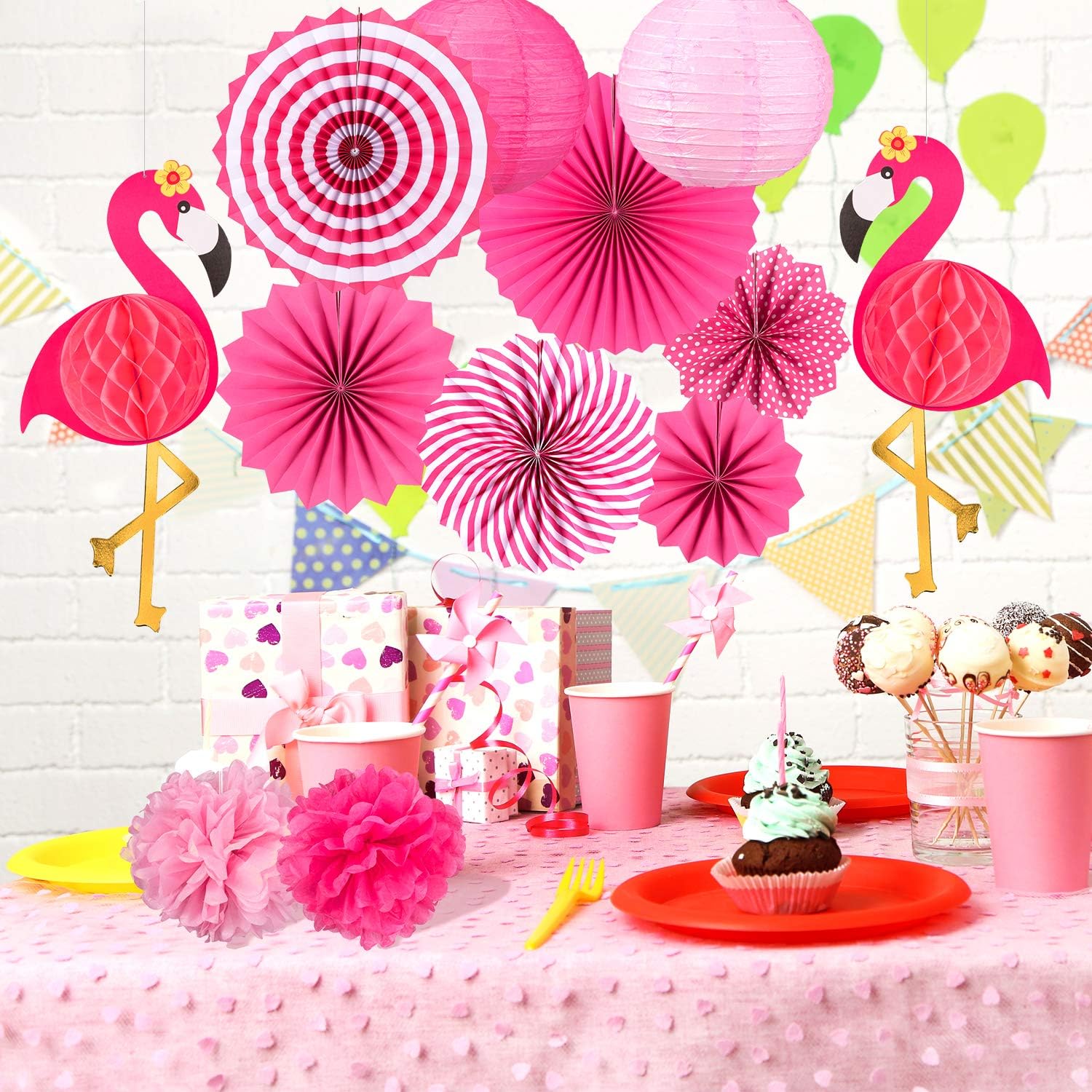 Whaline Flamingo Party Honeycomb Decorations 15Pcs Set
