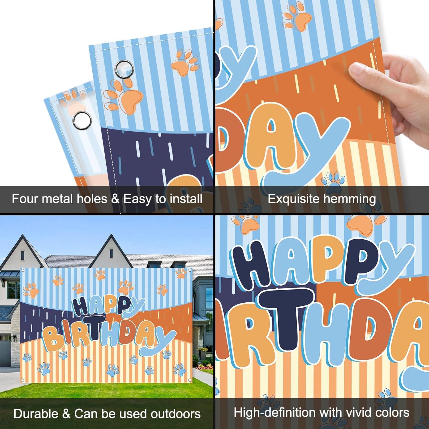 MIKLIfez Cartoon Blue Dog Birthday Banner 5x3ft