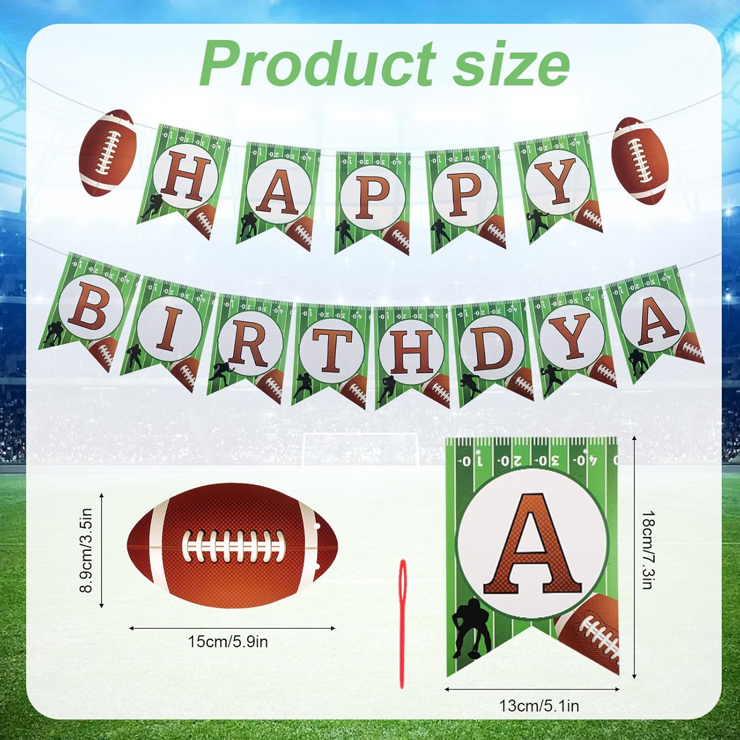Football and Rugby Happy Birthday Banner for Party Decorations