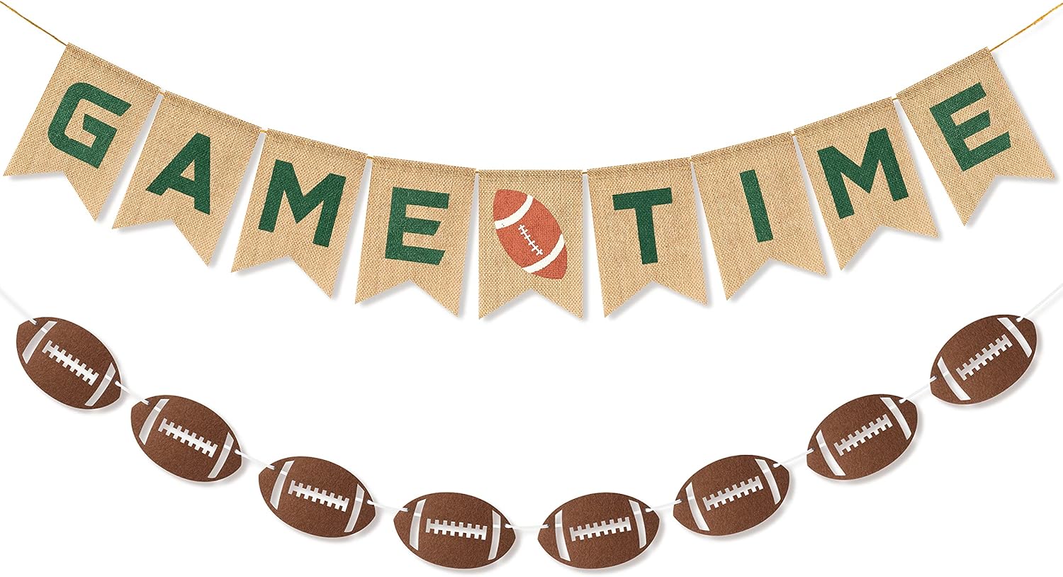 MALLMALL6 Football Banners 2pcs Game Time Decoration