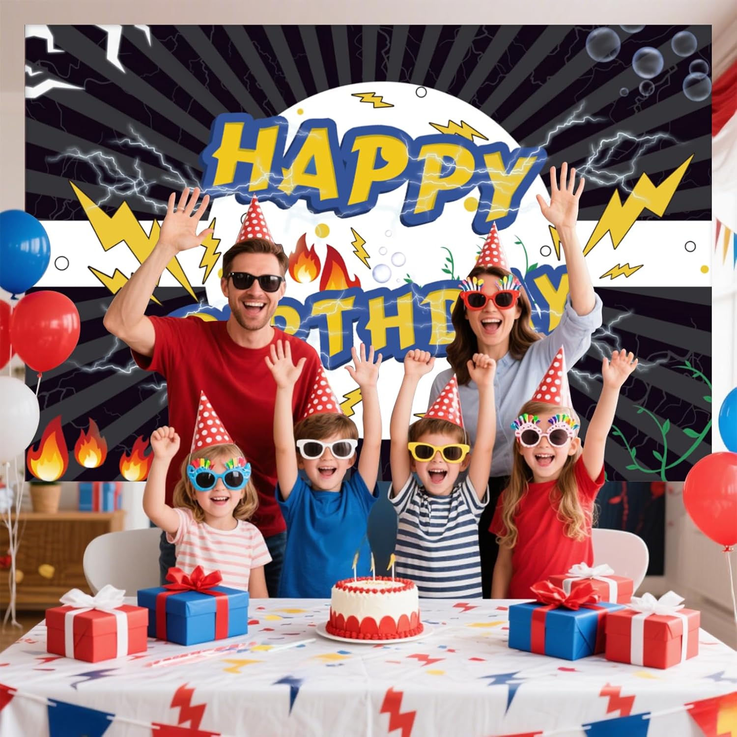 Animation Birthday Banner with Decorative Ribbon