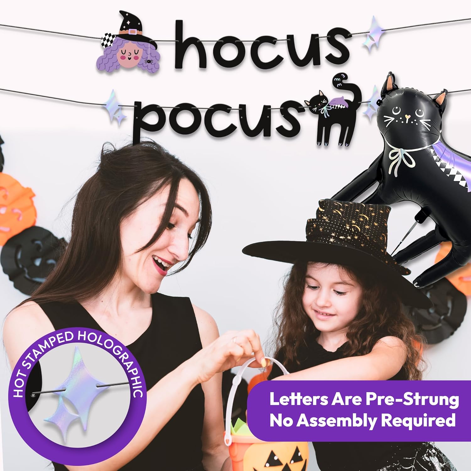 House of Party Hocus Pocus Halloween Banner Black Cat Balloon Set