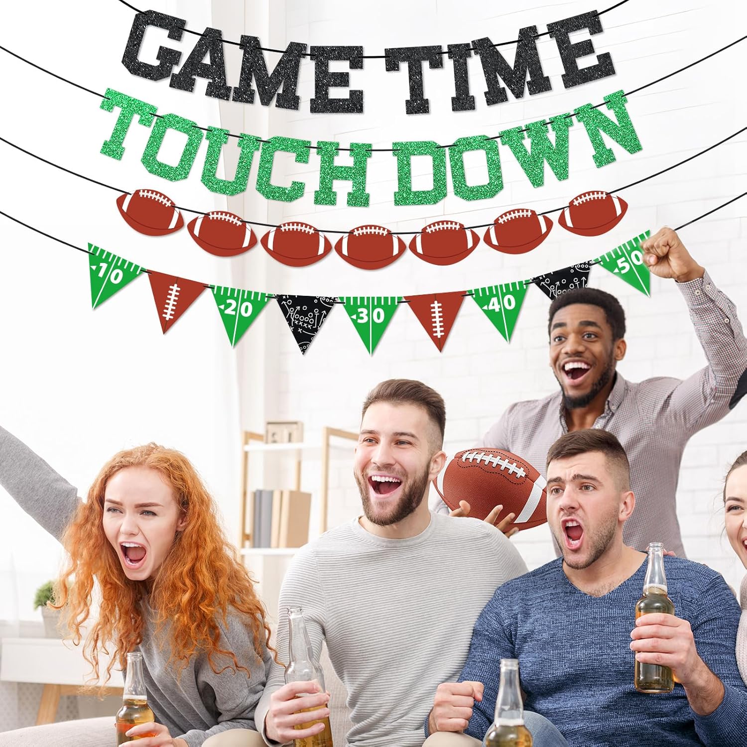 Qyeahkj 4Pcs Football Party Banners - Ready to Hang