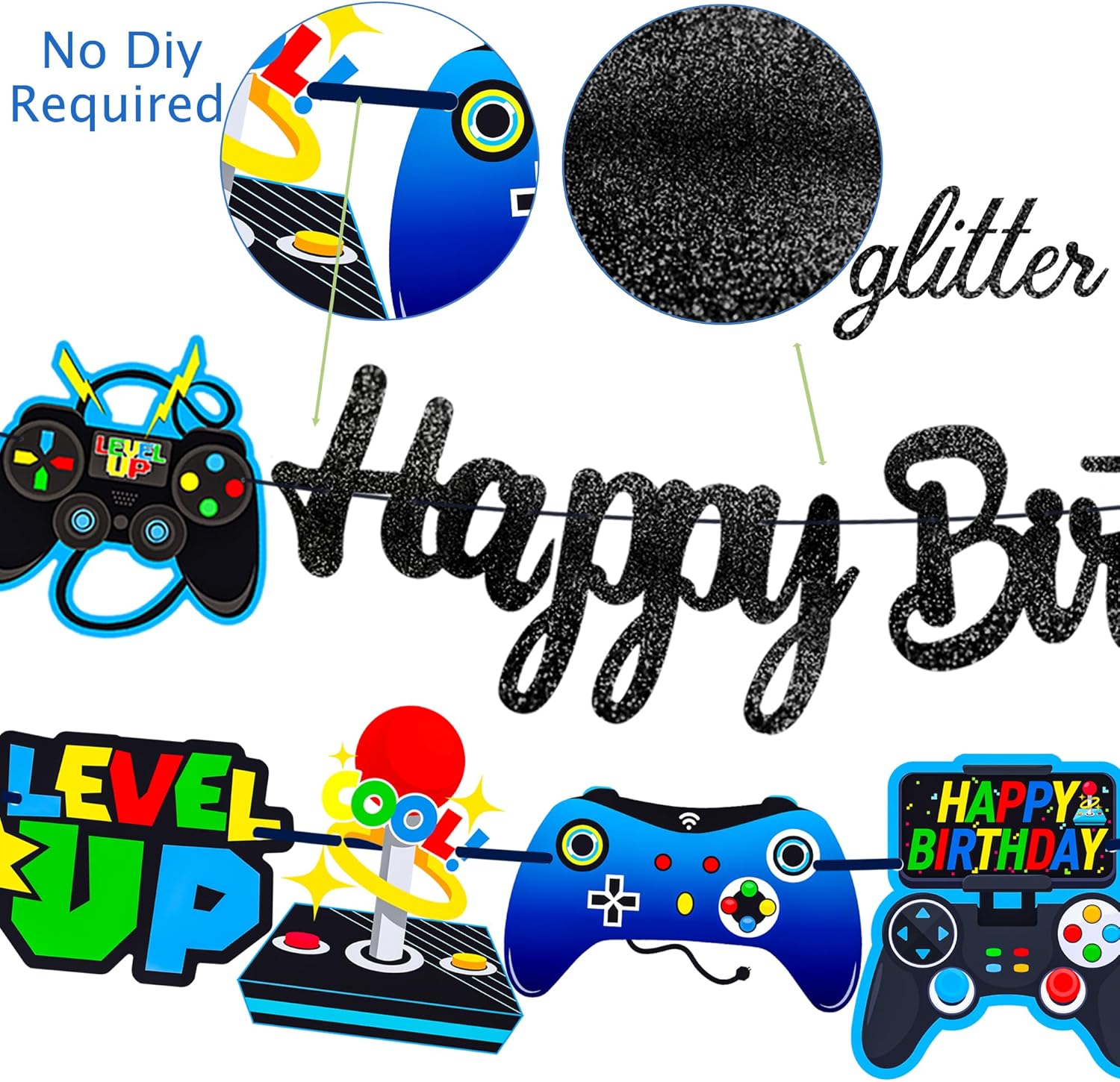 Game Birthday Party Banner 2Pcs Video Game Decorations