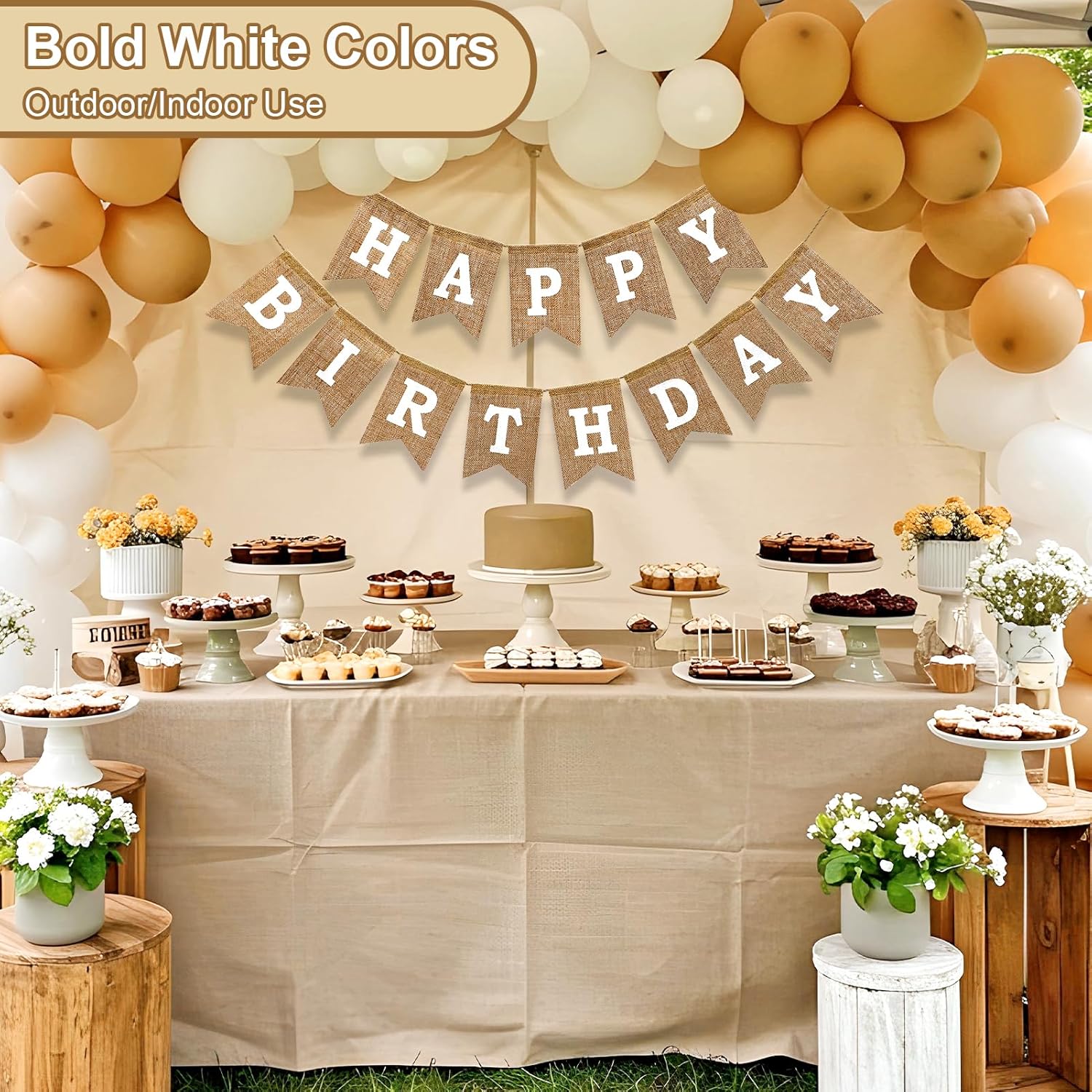 Happy Birthday Banner Pre Strung Burlap 9ft Birthday Decorations