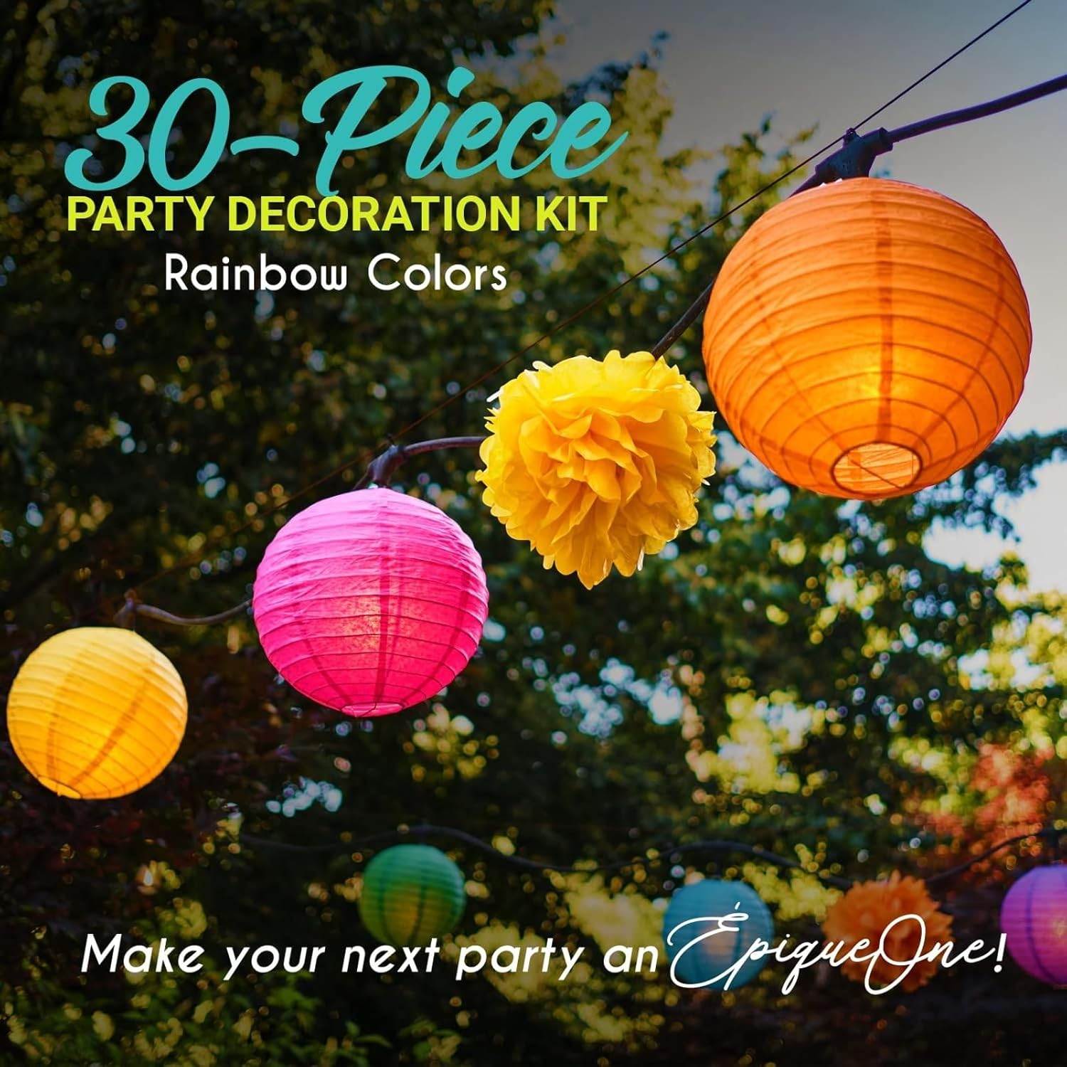 EpiqueOne 30-Piece Rainbow Party Decor Kit