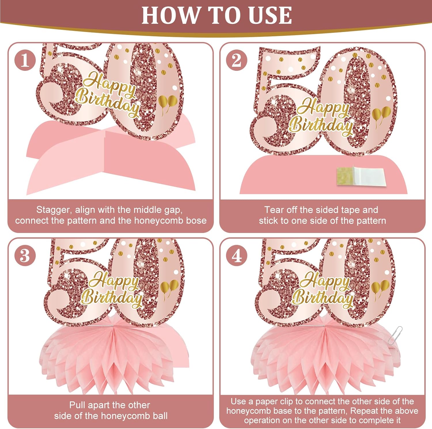 Zirtorei 50th Birthday Decor Kit for Women