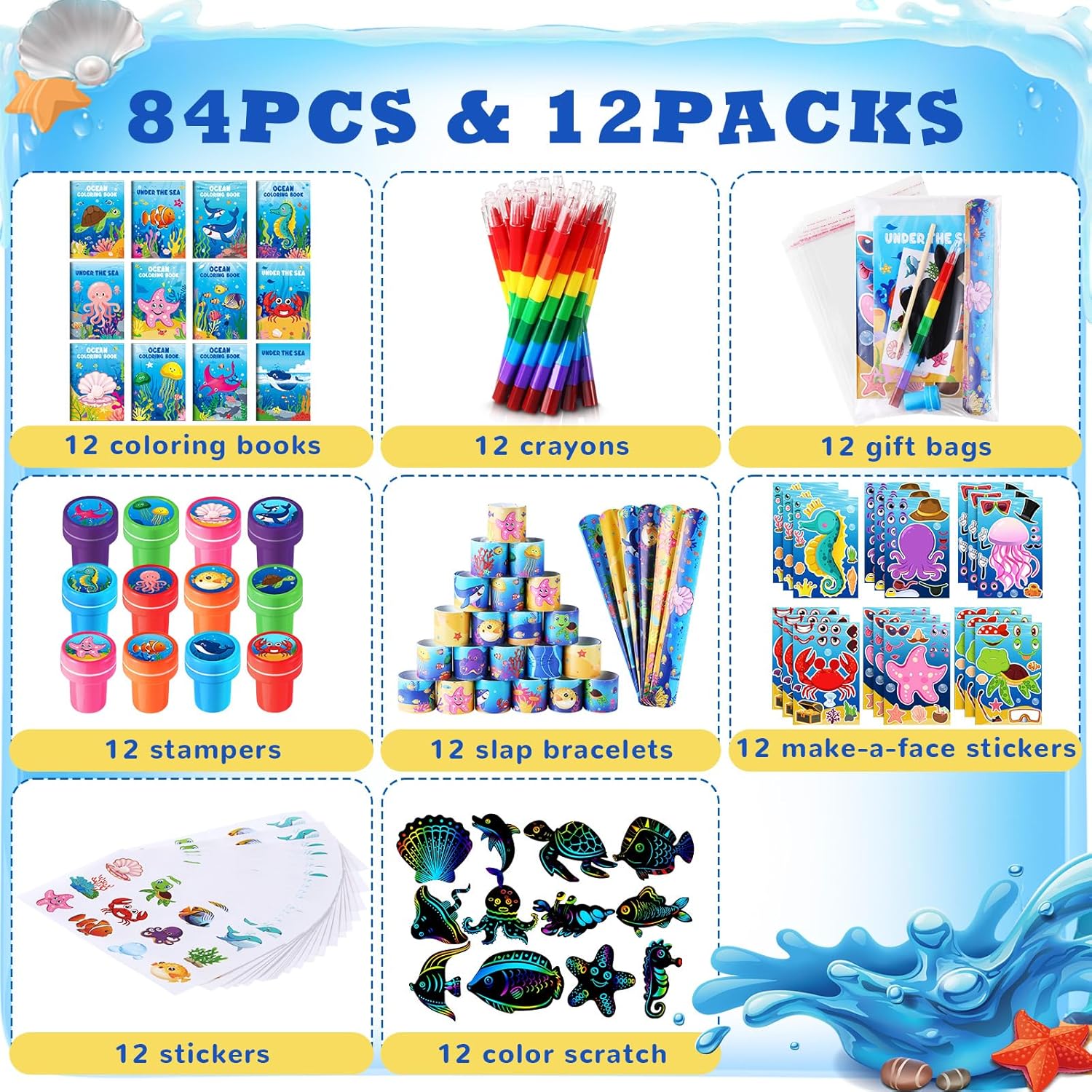 BenLouis 96Pcs Ocean Animals Party Favor Set