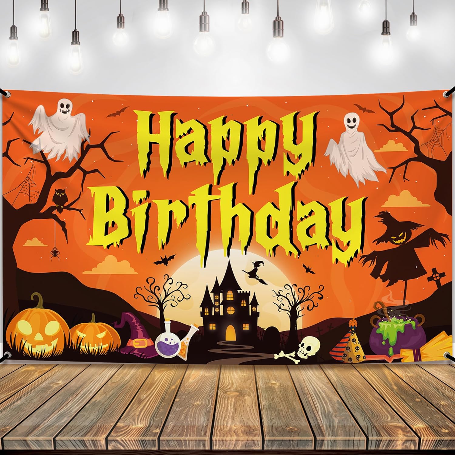 KatchOn Spooky Halloween Happy Birthday Banner - XtraLarge 72x44 Inch