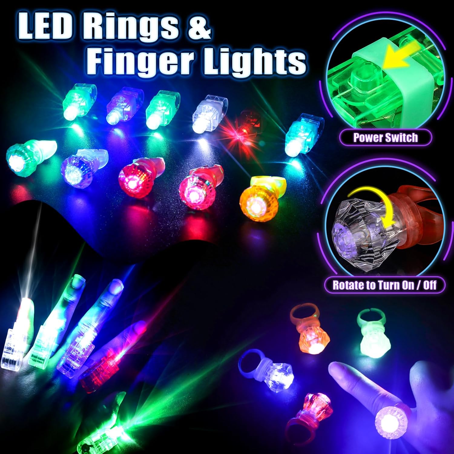 Glow in the Dark Party Supplies with 100 Glow Sticks and LED Toys