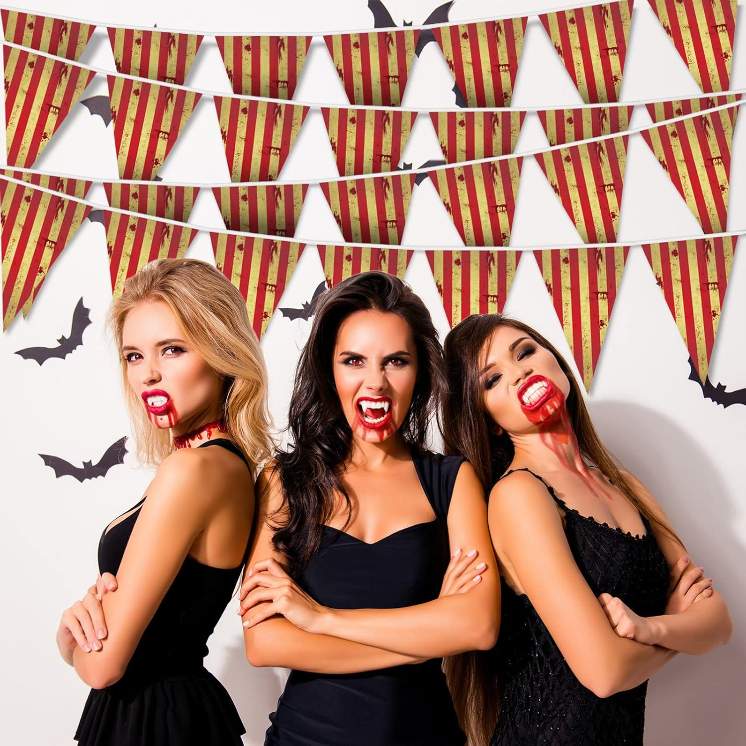 5 Pack Circus Creepy Halloween Banners Red White Striped