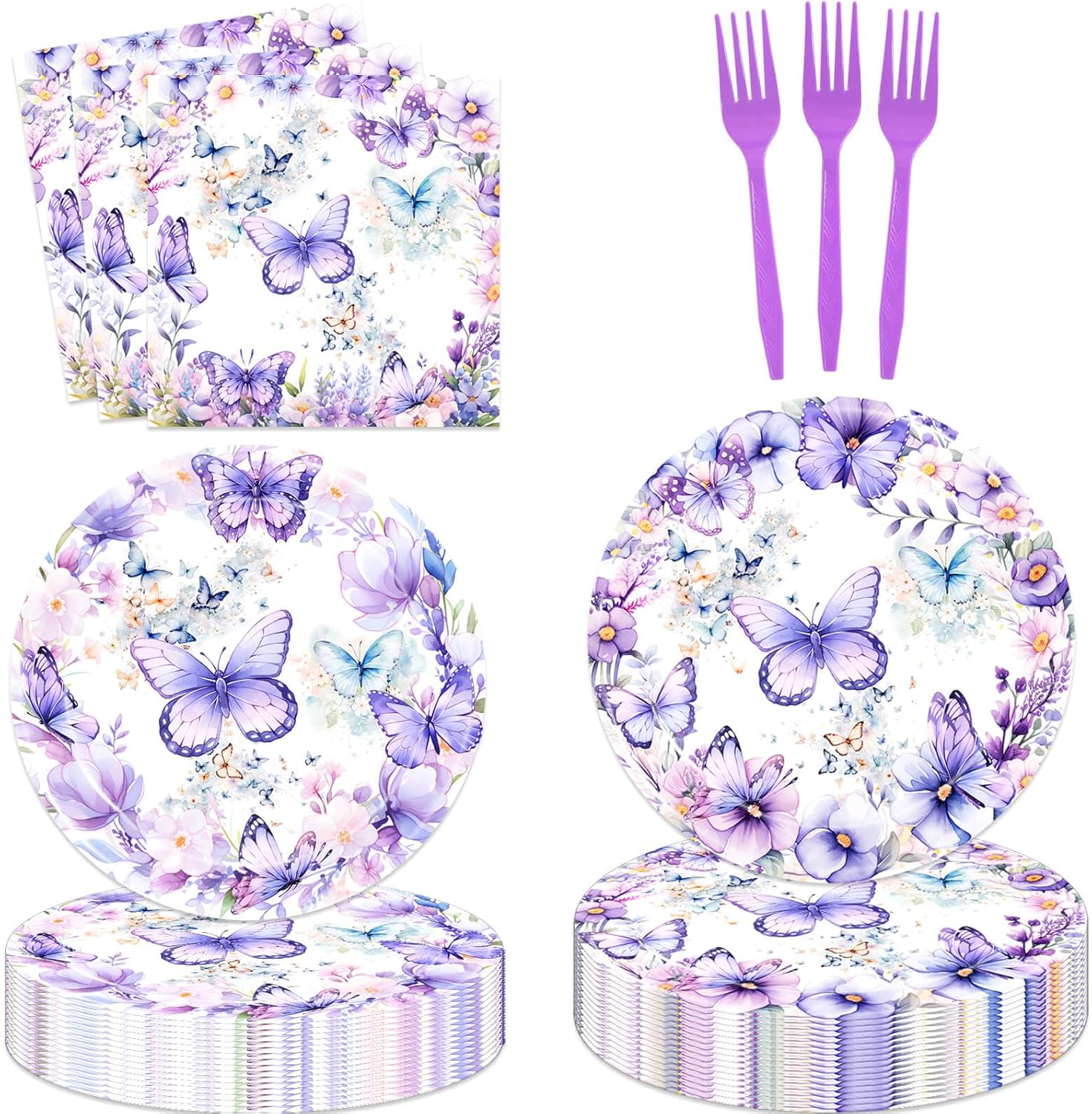 Vetwo Butterfly Birthday Party Paper Napkins 60pcs