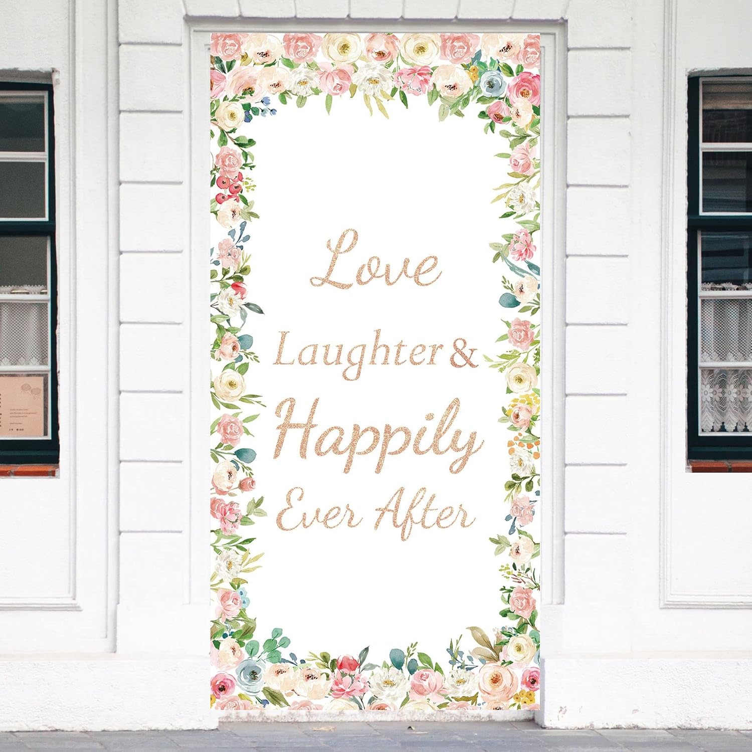 Joyiou Love Laughter Happily Ever After Door Banner