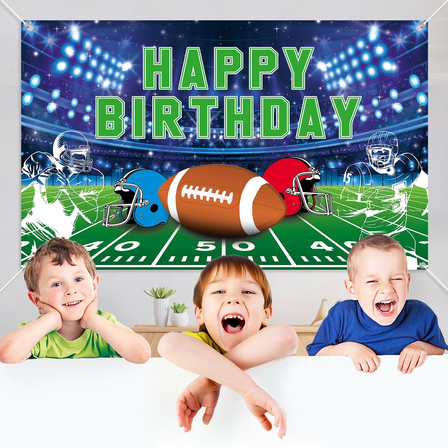 Football Birthday Banner - Party Backdrop Decoration