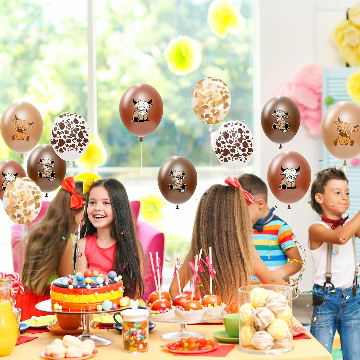 50 Pcs Highland Cow Party Balloons Supplies