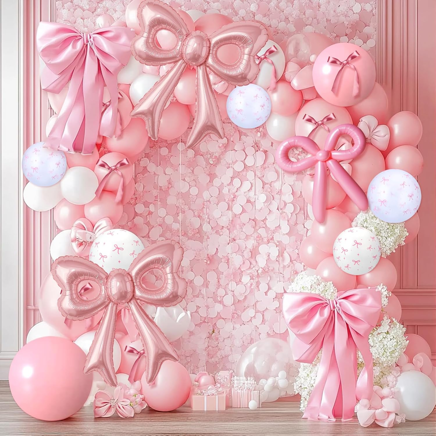 4 Pcs Pink Bow Balloons 31 Inch Party Decorations
