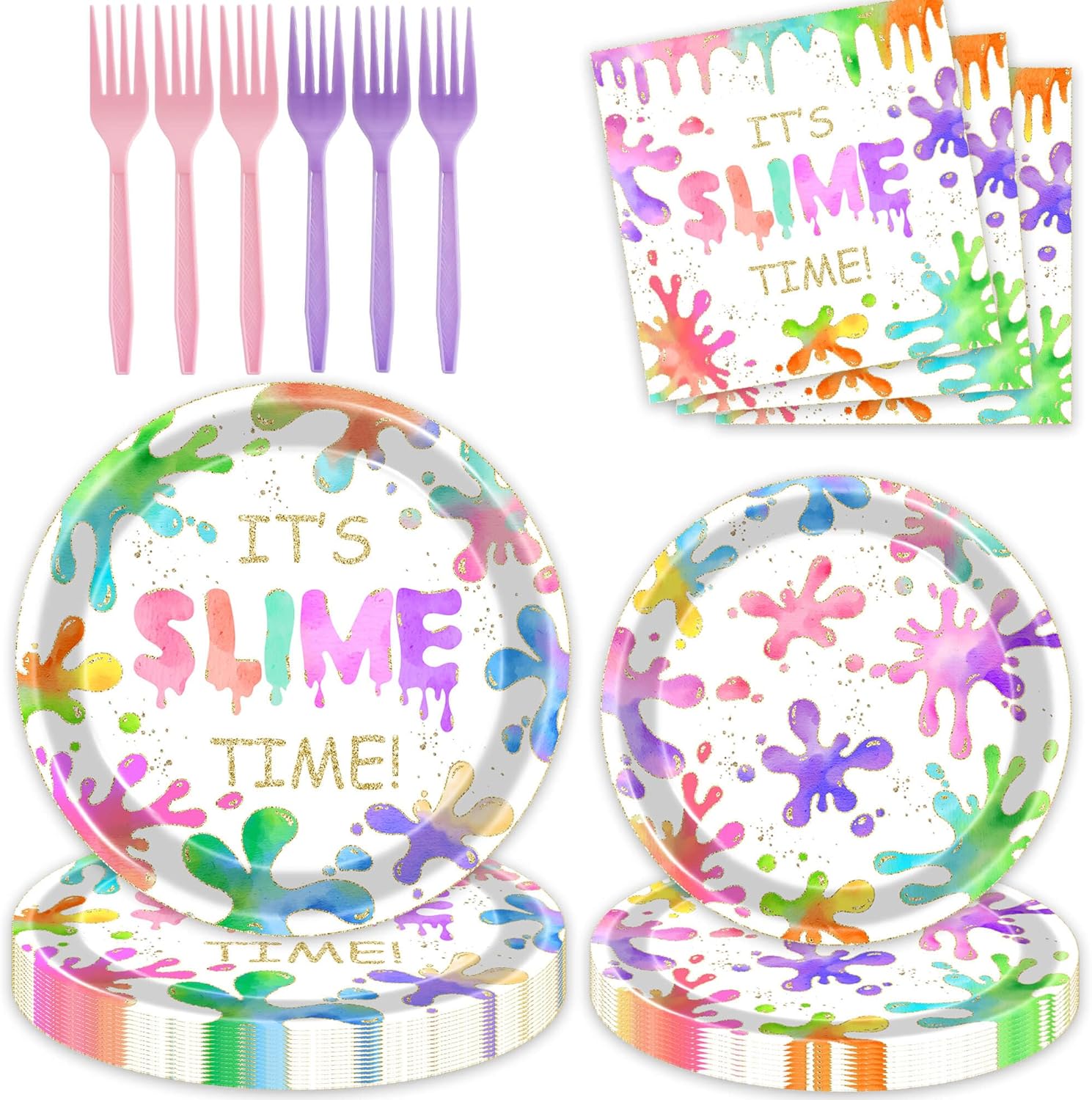 80 Pcs Slime Party Tableware Kit for 20 Guests
