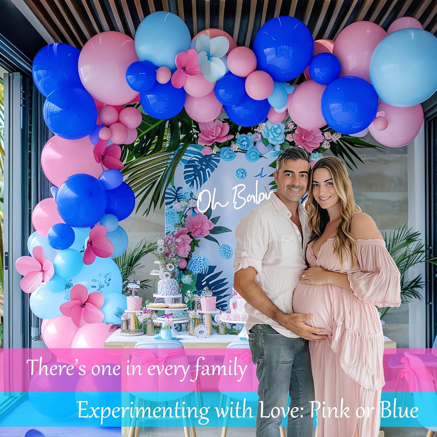 Pastel Blue and Pink Balloon Garland Arch 132Pcs