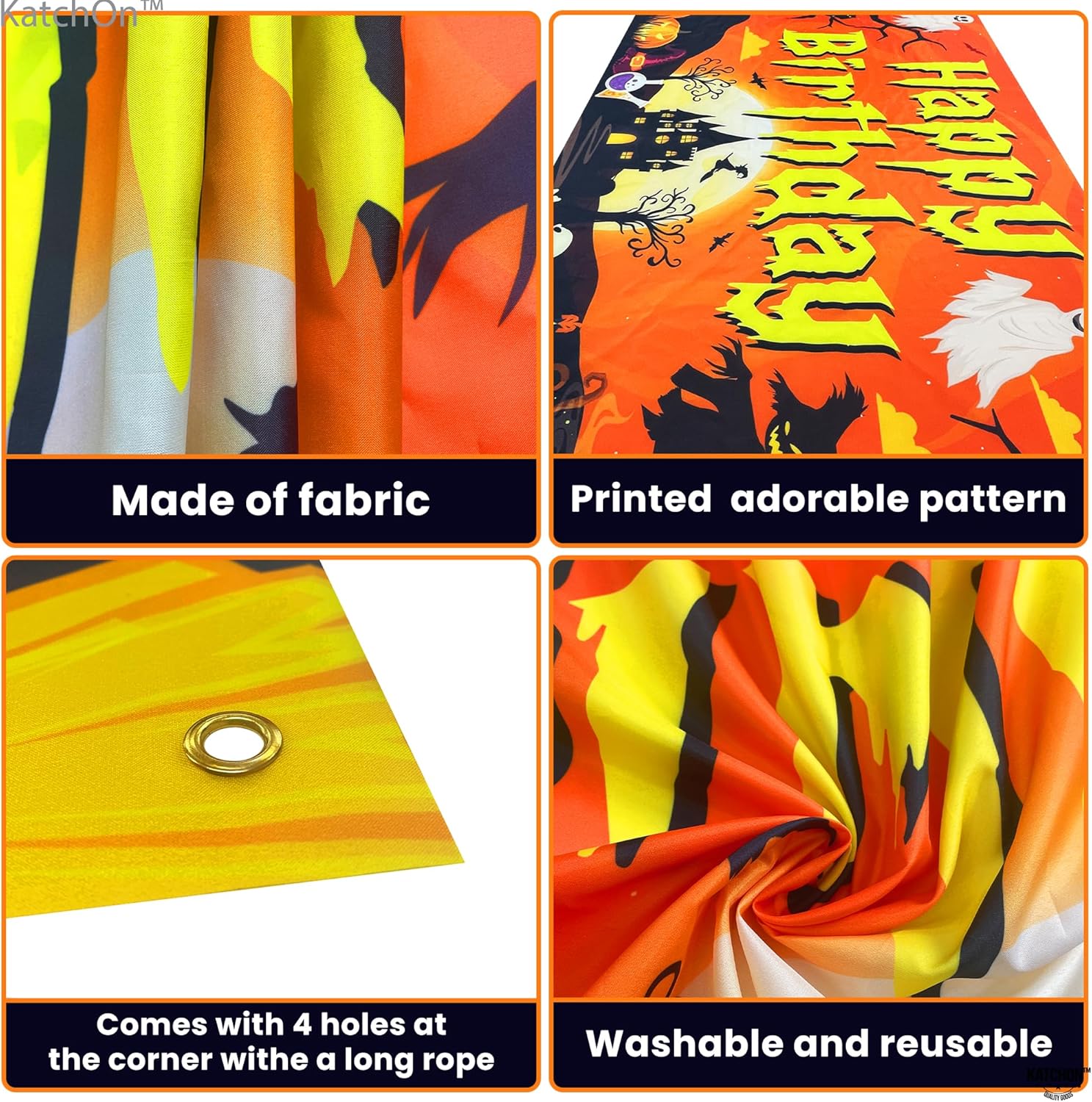 KatchOn Spooky Halloween Happy Birthday Banner - XtraLarge 72x44 Inch