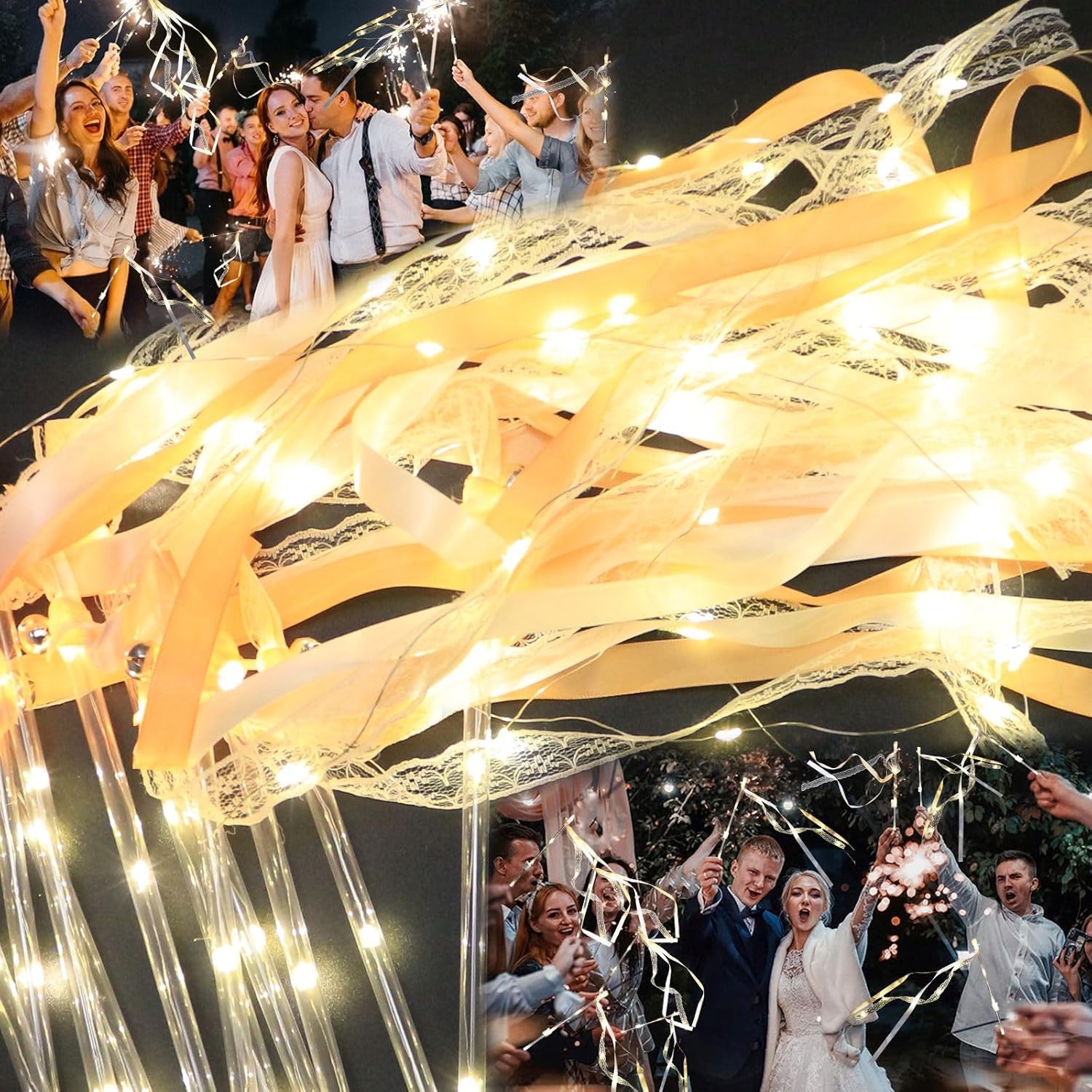 36PCS LED Light Up Wands with Bells and Ribbons for Parties