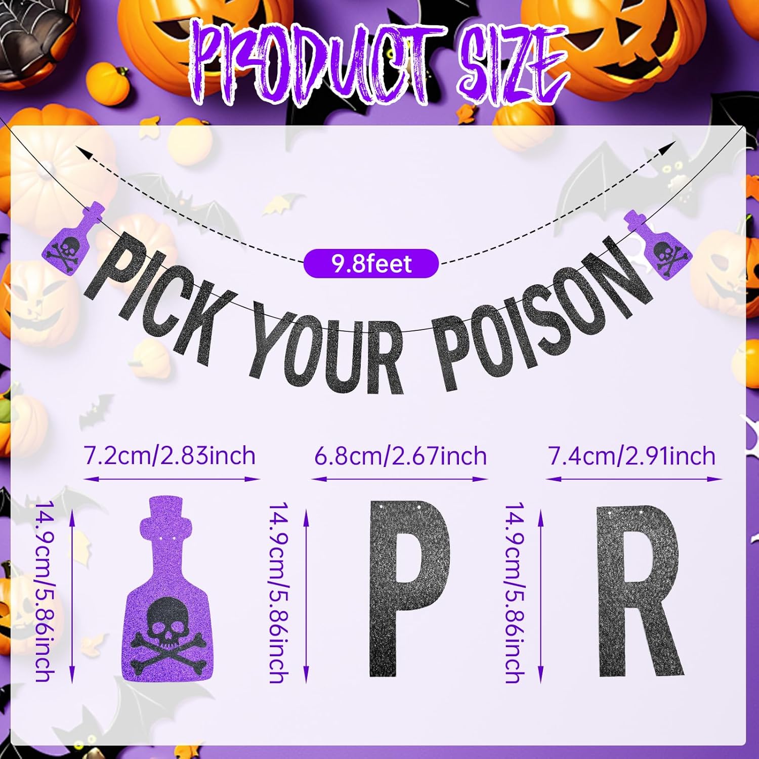 Black Glitter Pick Your Poison Halloween Banner