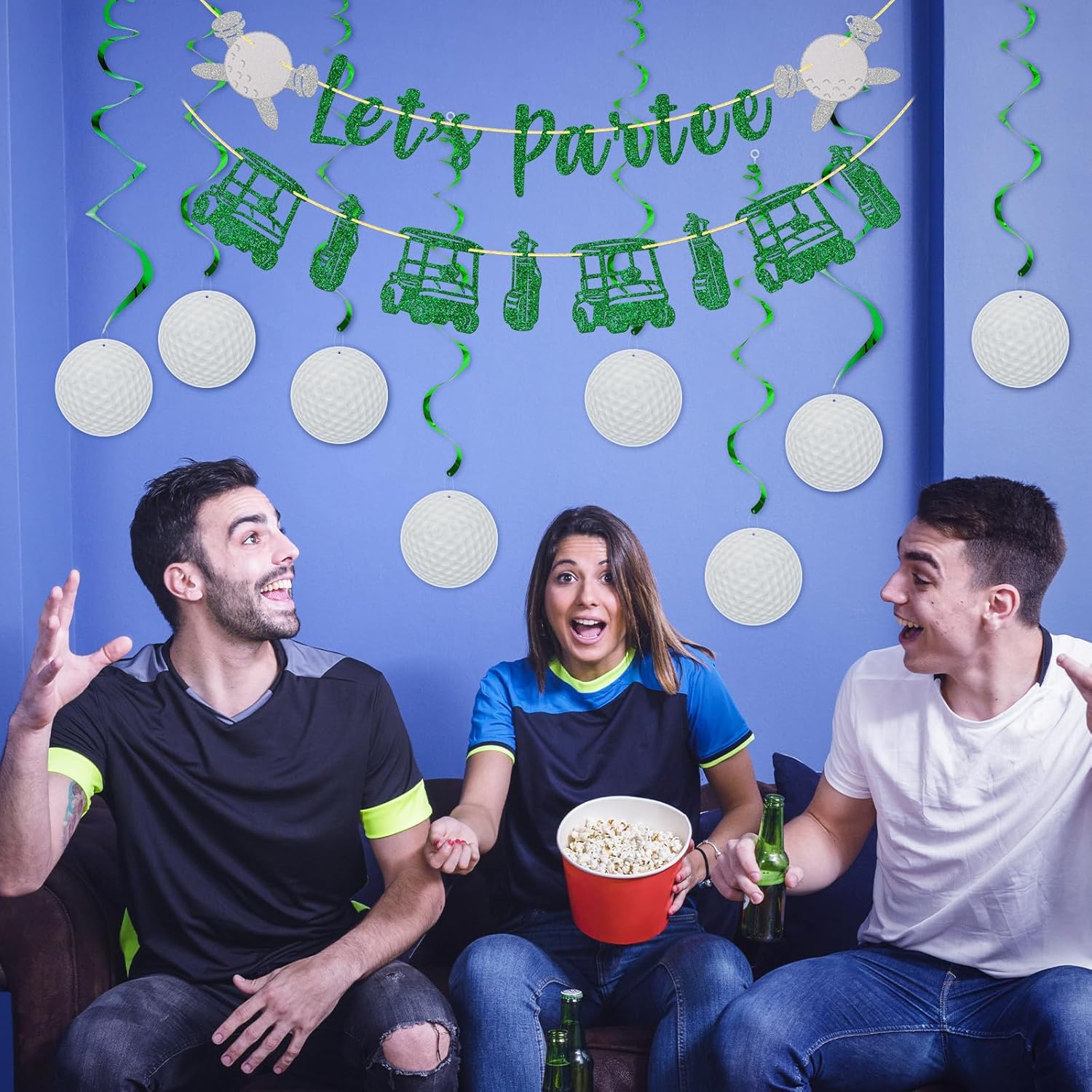 Golf Party Decorations Set with Glitter Banners and Ball Swirls