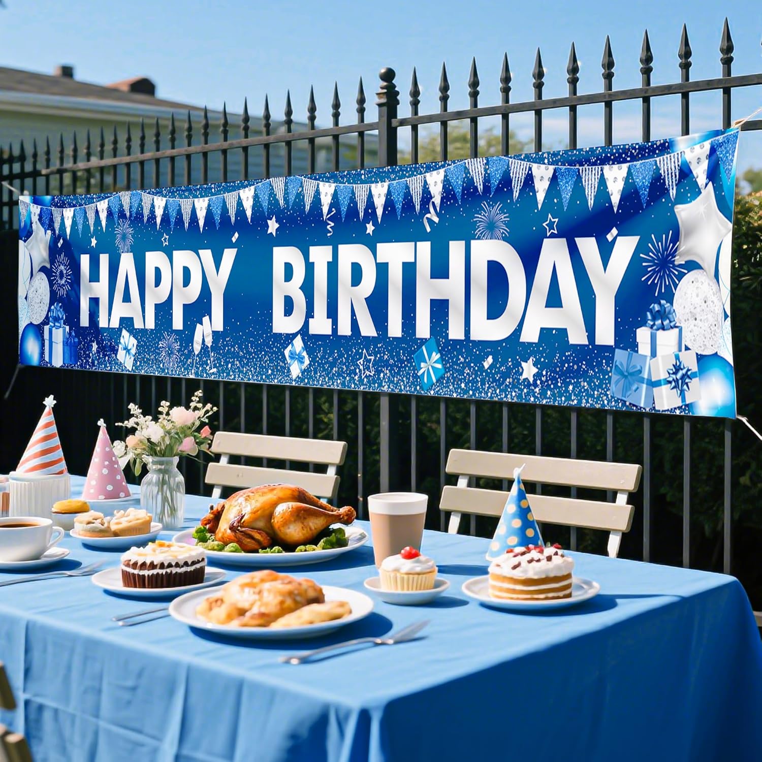 Blue Happy Birthday Banner for Boys and Girls